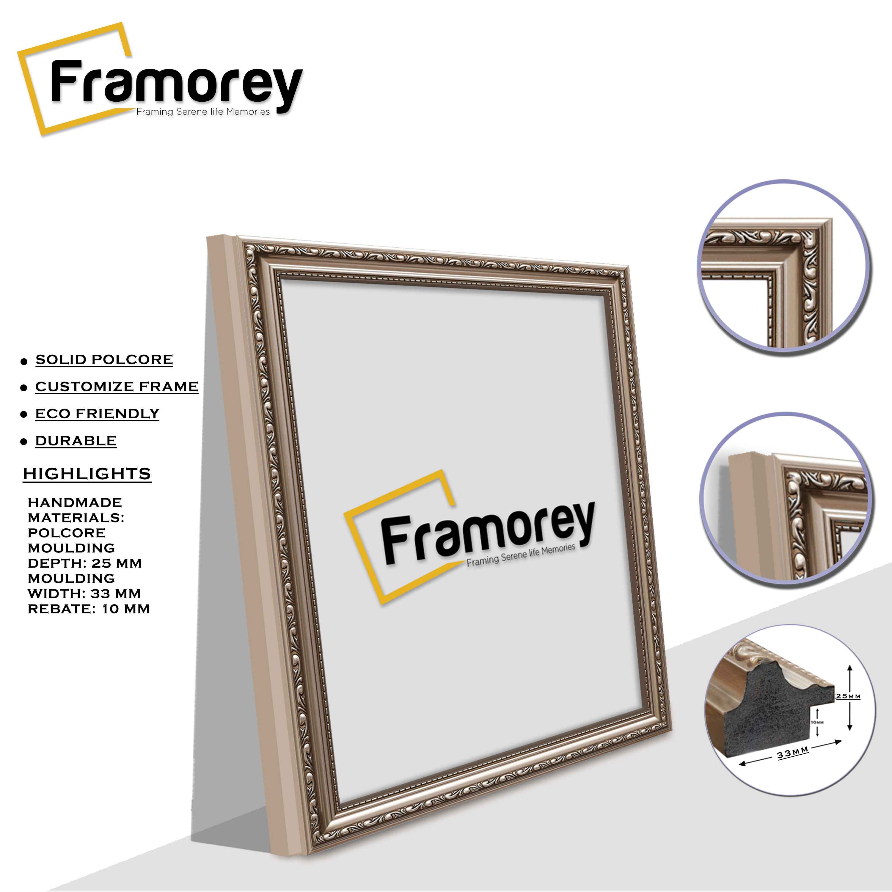 Square Size Gun Metal Shabby Picture Frame Photo Frames