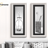 Panoramic Size White Picture Frame Shabby Wall Frames With Black Mount