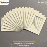 Ivory Bevel Cut Mount pack of 16.