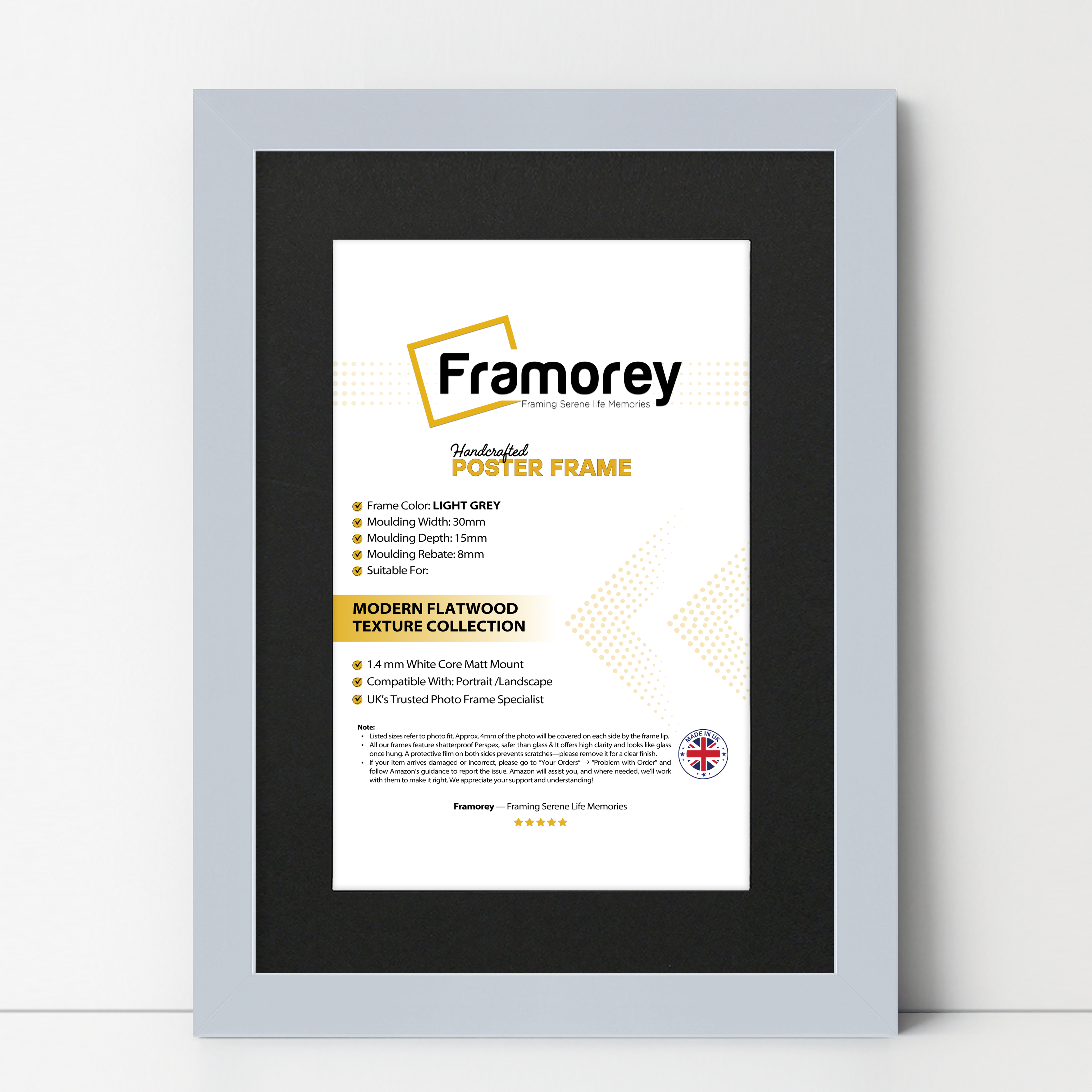 Light Grey Picture Frame with Black Mount