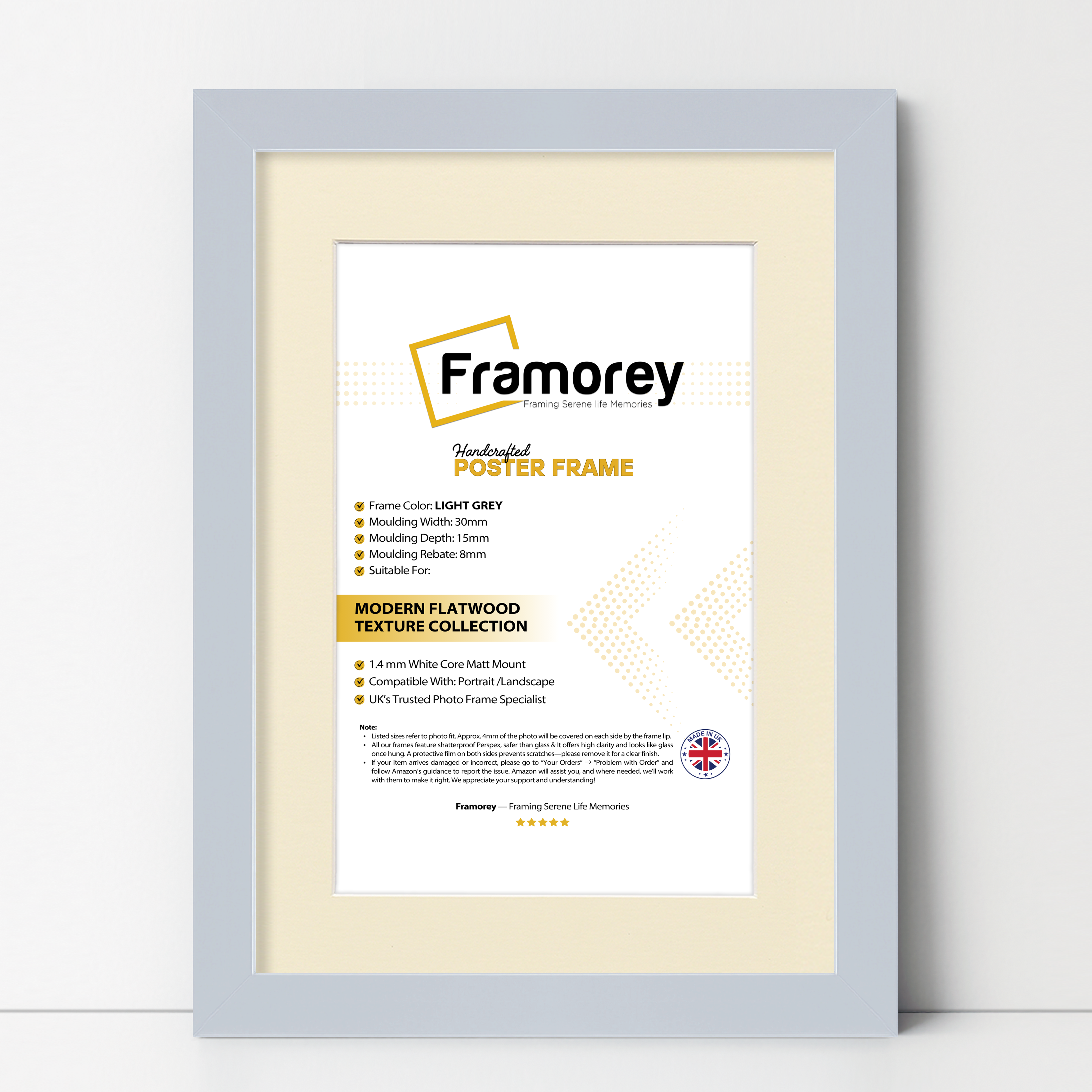 Light Grey Picture Frame With Ivory Mount