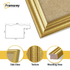 Gold picture frame close view profile showing moulding depth and edge detail for wall art or photo display