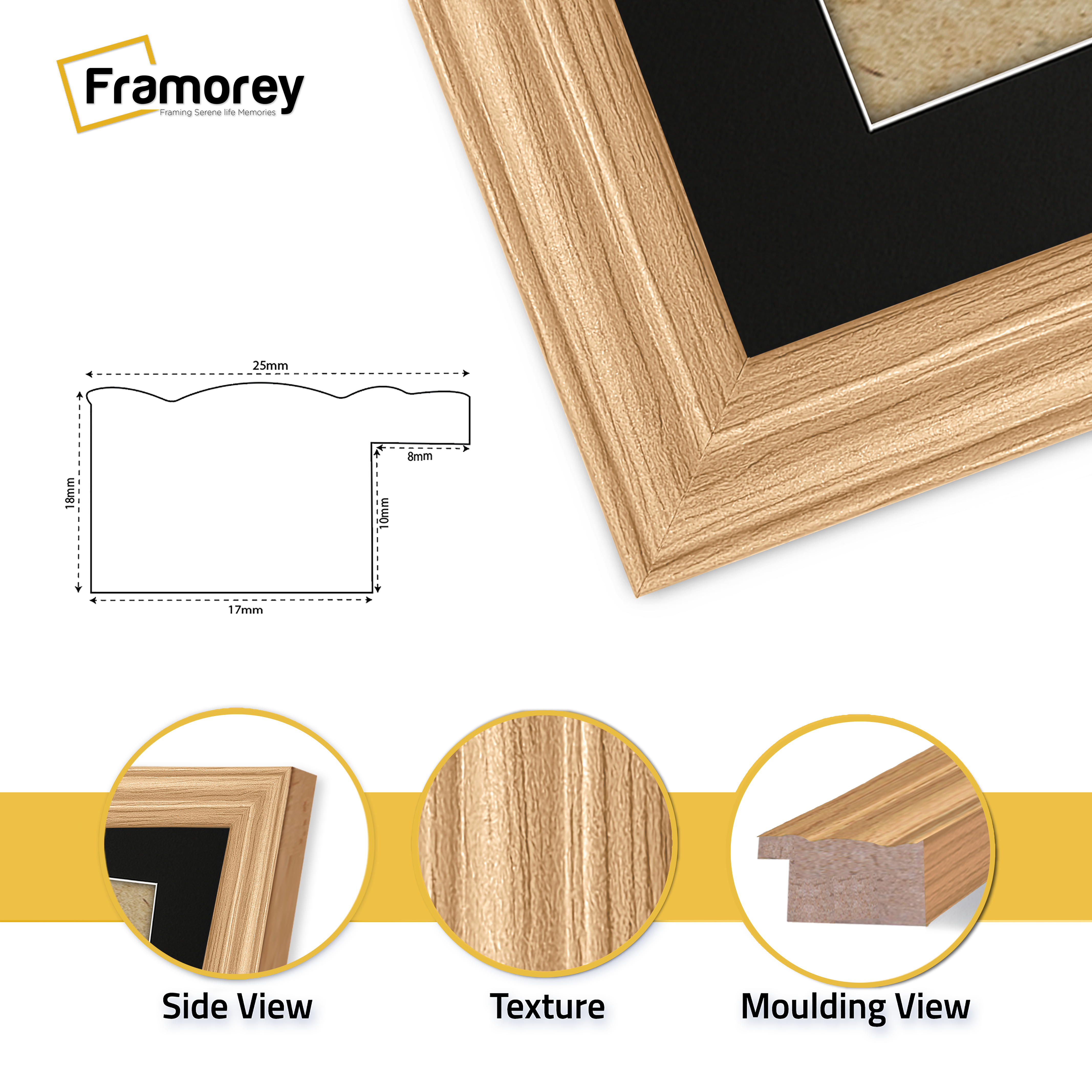 Oak Picture Frame with Black Mount Photo Frame