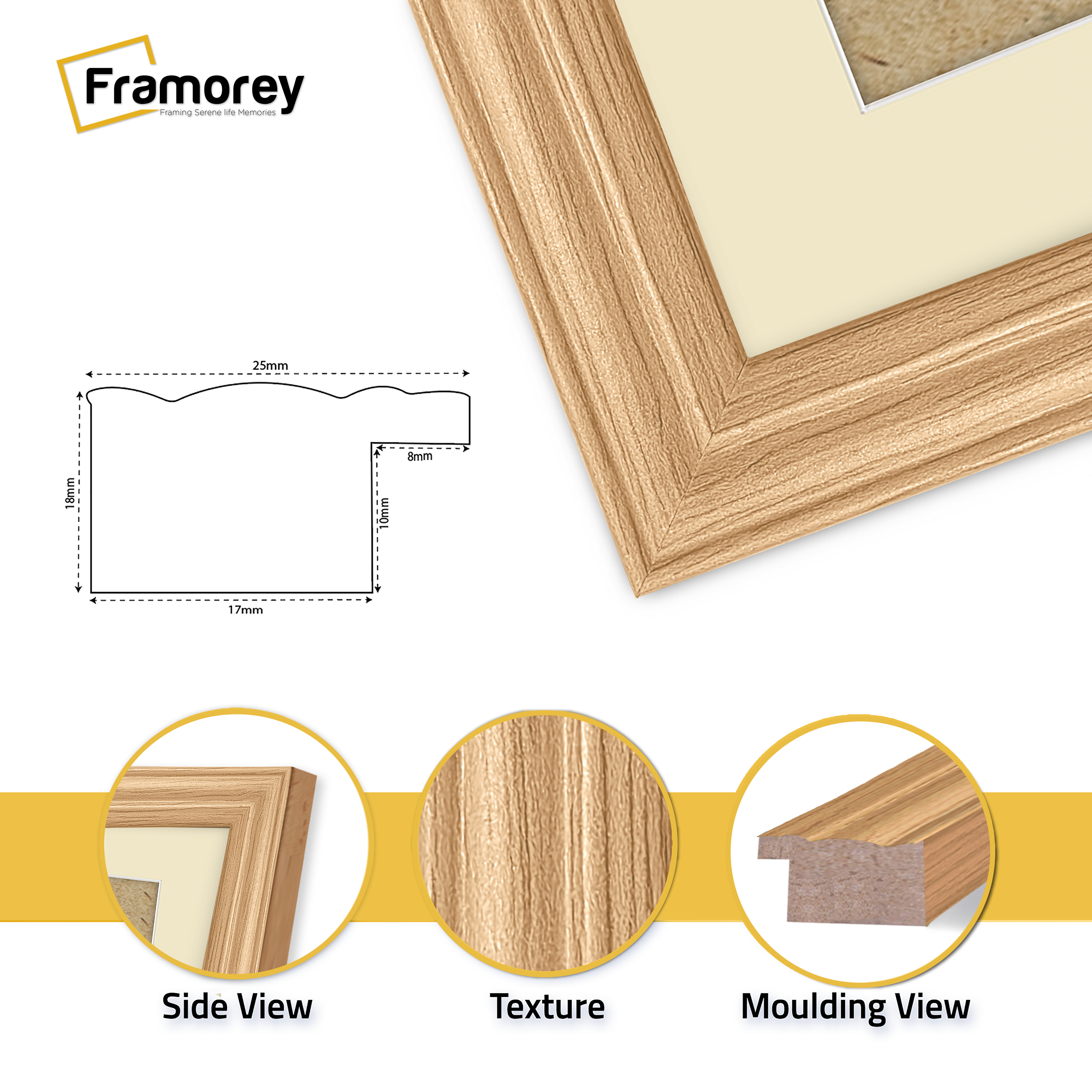 Antique Style Oak Picture Frame Wall Art Photo Frame With Ivory Mount