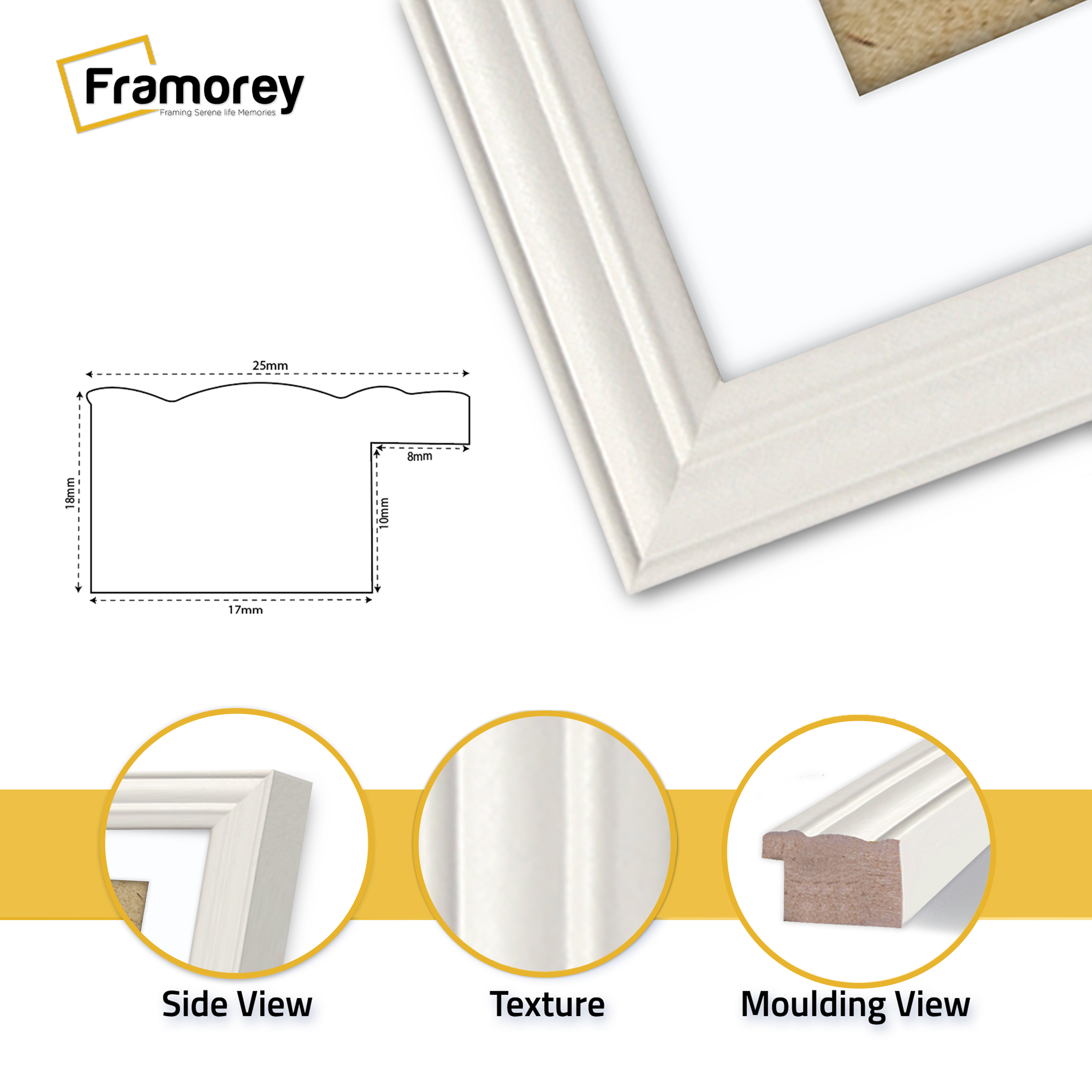 Antique Style White Picture Frame Wall Art Photo Frame With White Mount