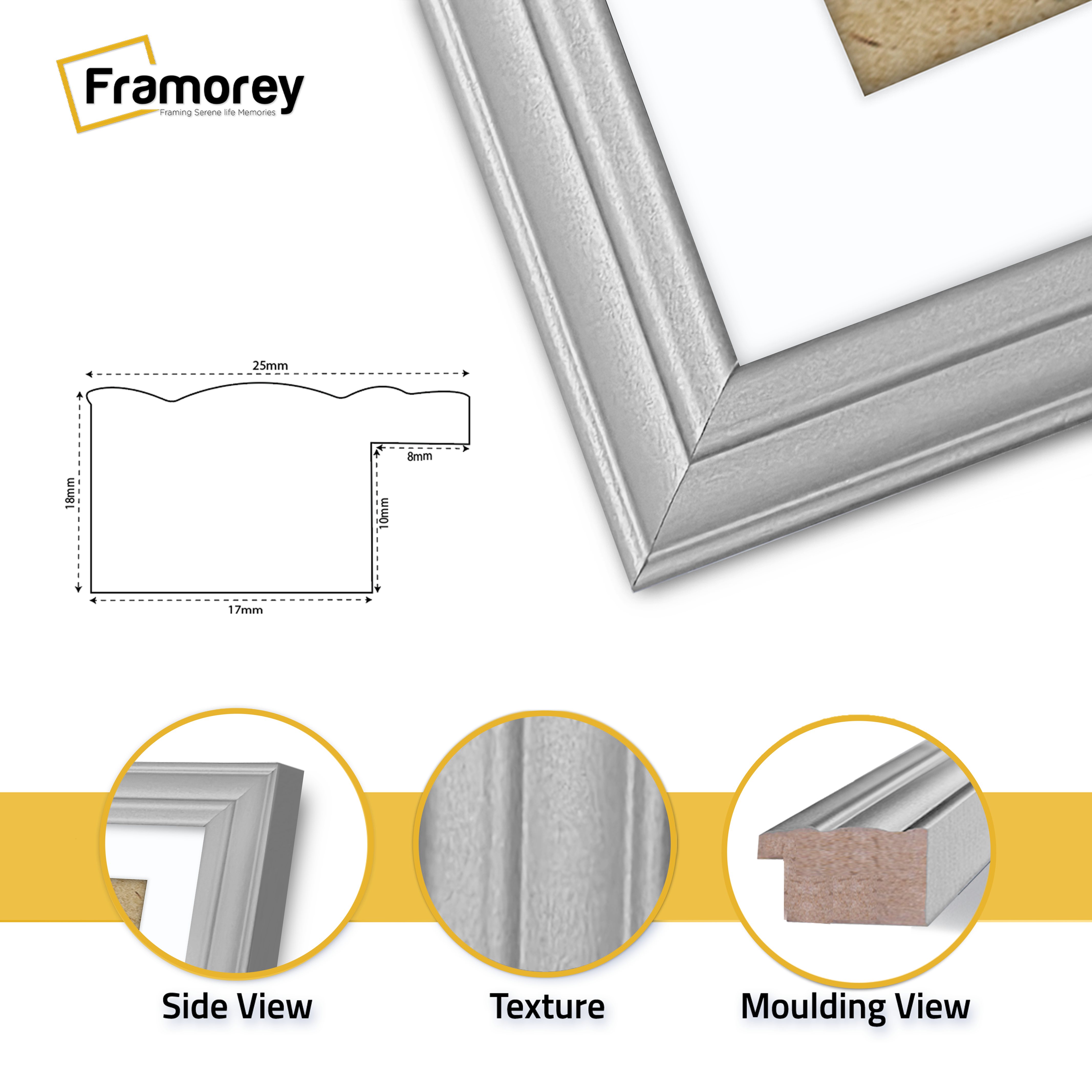 Antique Style Silver Picture Frame Wall Art Photo Frame With White Mount