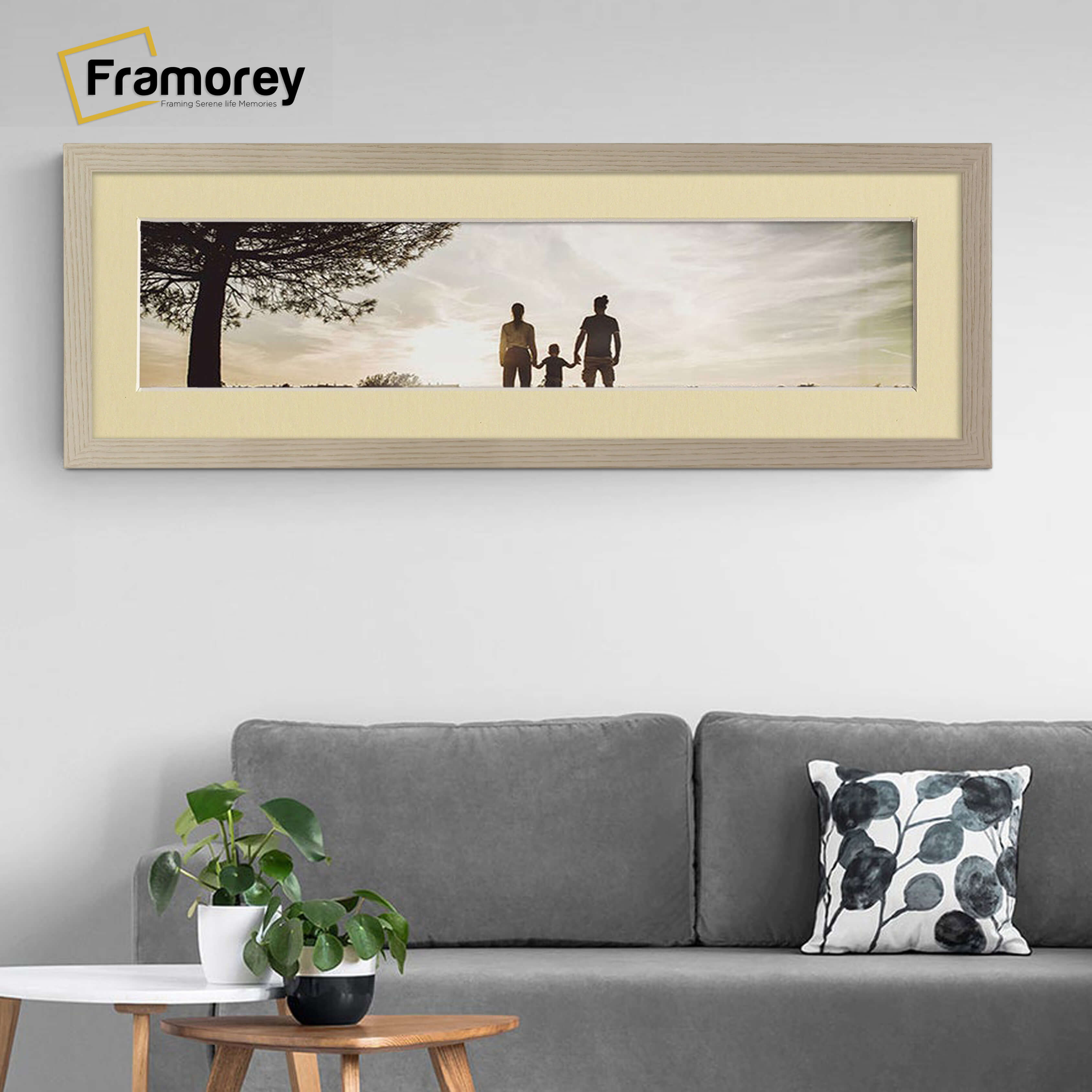 Panoramic Light Oak Picture Frame With Ivory Mount Wall Décor Frame