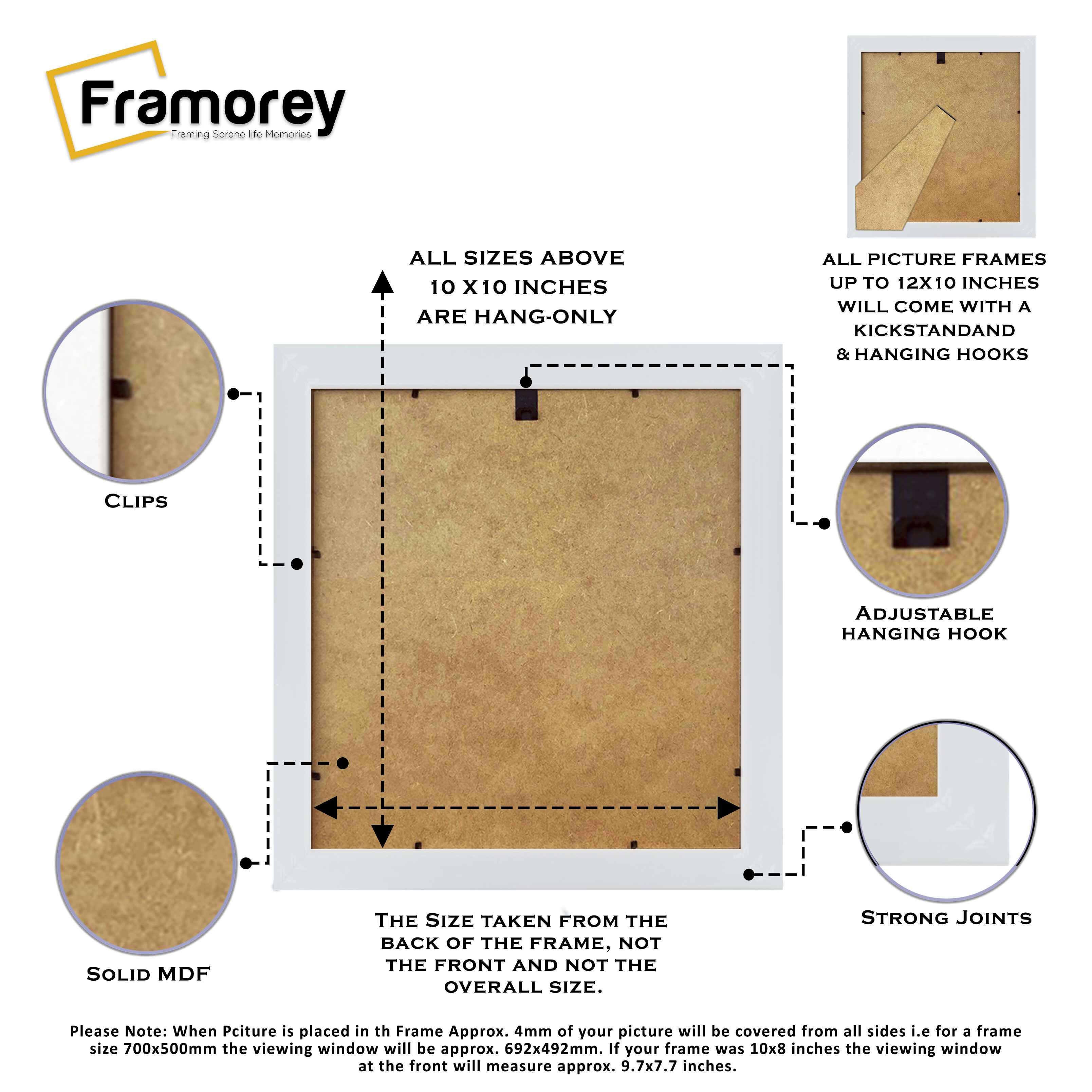 Square Size White Picture Frame Vintage Distressed Photo Frames With Ivory Mount