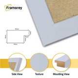 close view of light grey Picture frame featuring side view texture and molding view