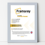 Light Grey photo frame shown from front view on a plain white surface standing with a wall