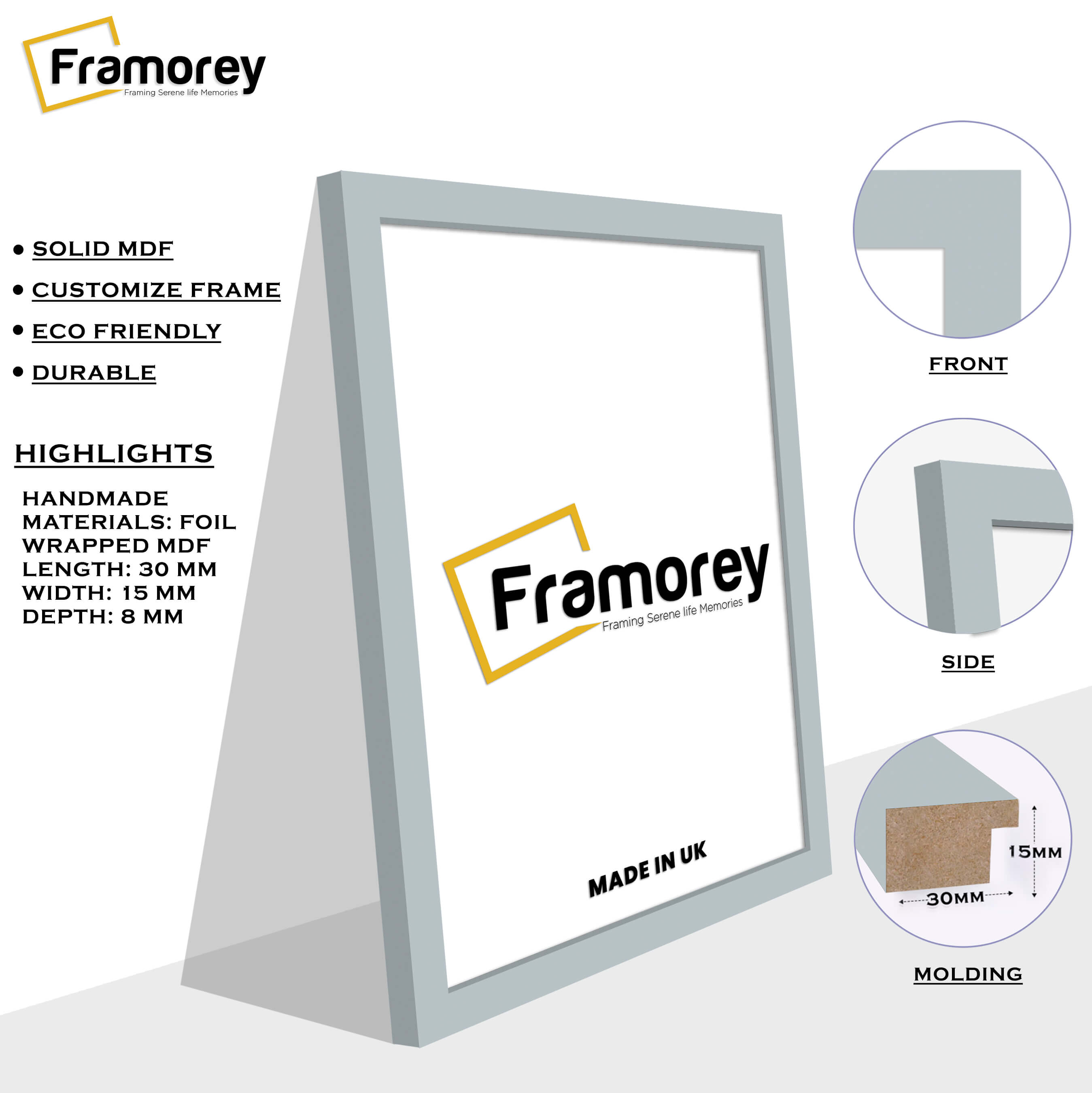 30x40 solid oak picture frame - Narrow (12 mm)