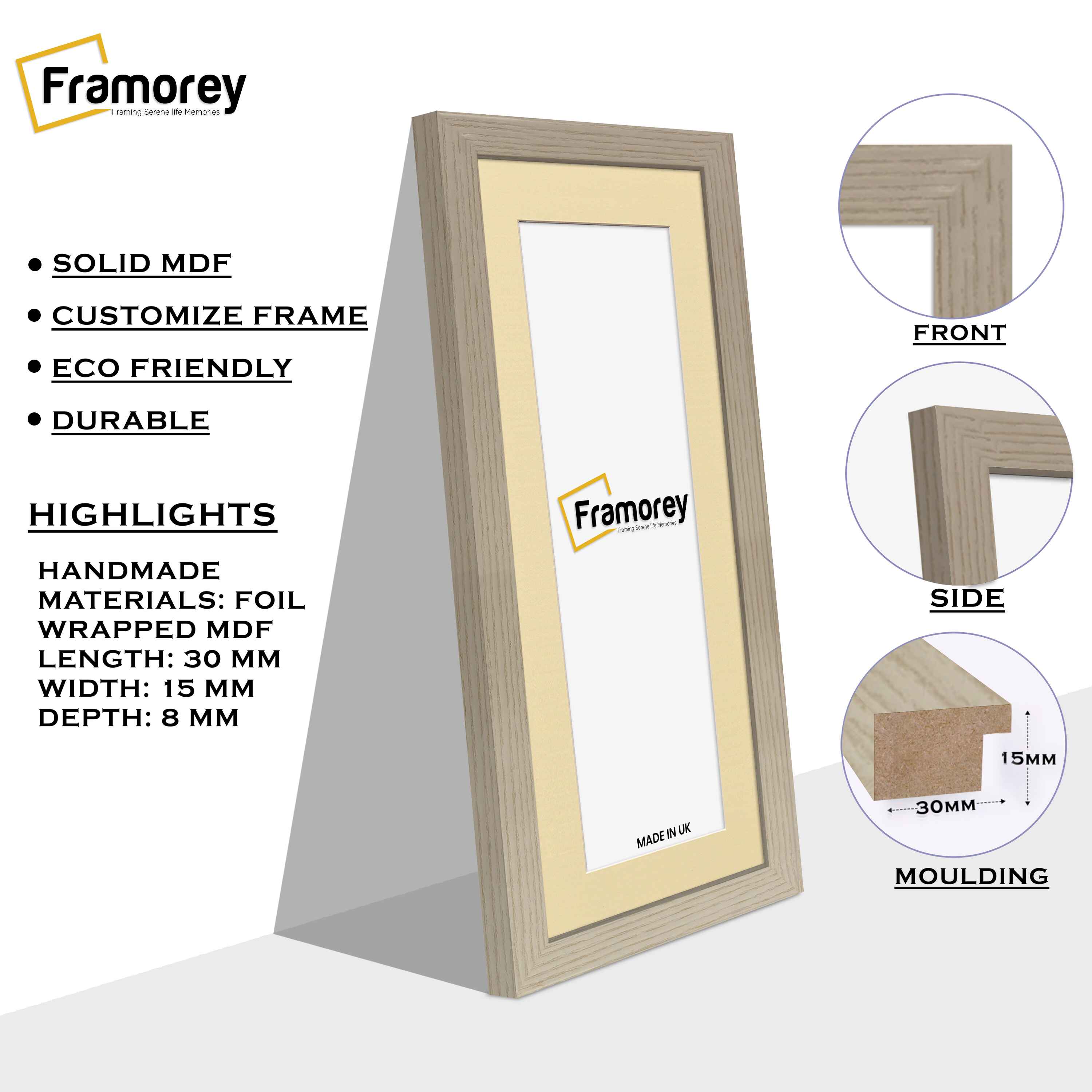 Panoramic Light Oak Picture Frame With Ivory Mount Wall D?cor Frame