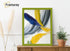 Lime Green picture frame placed n a wooden desk.