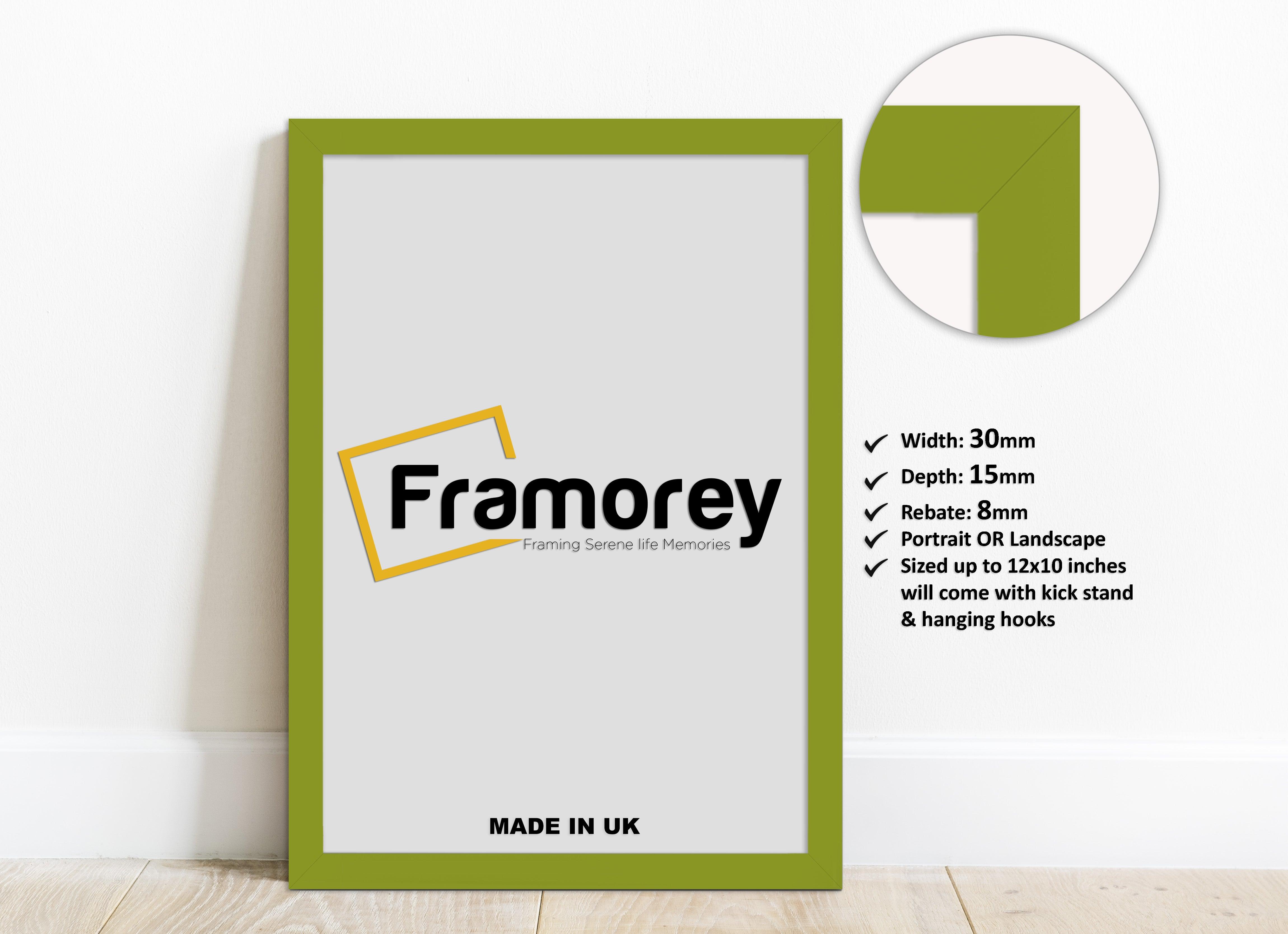 Lime green picture frame with details and a focus corner.