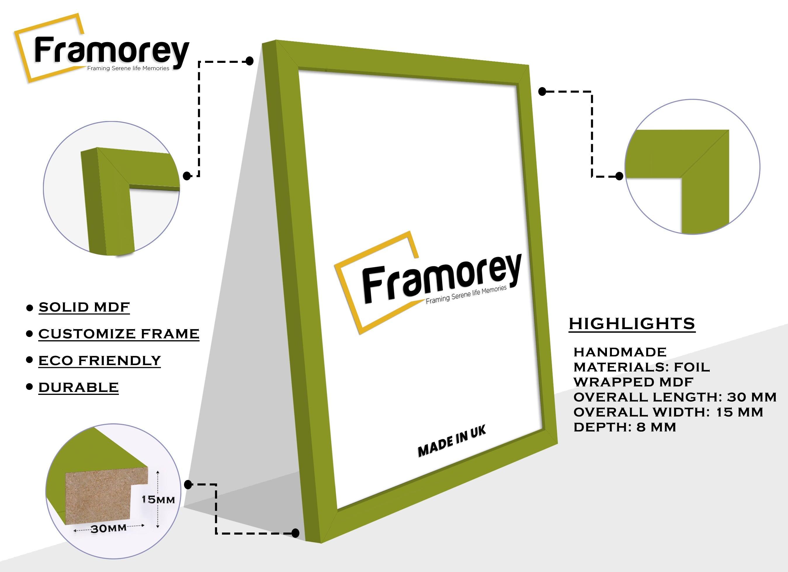 Lime green picture frame side view with some corner.