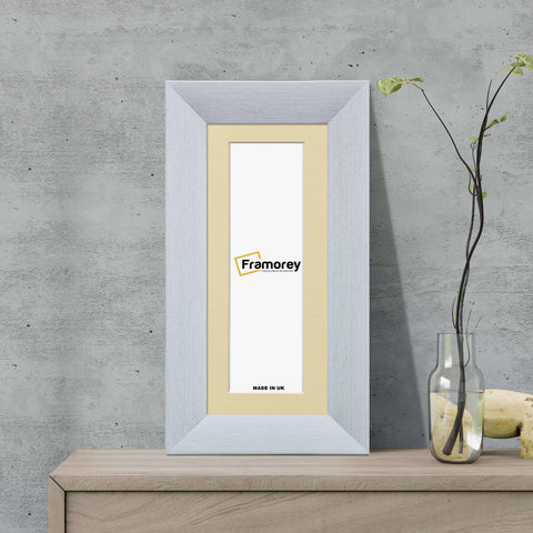Panoramic Size Limed White Engraved Frames Handmade Poster Frames With Ivory Mount