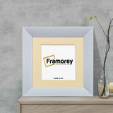 Square Size Limed White Picture Frames With Ivory Mount