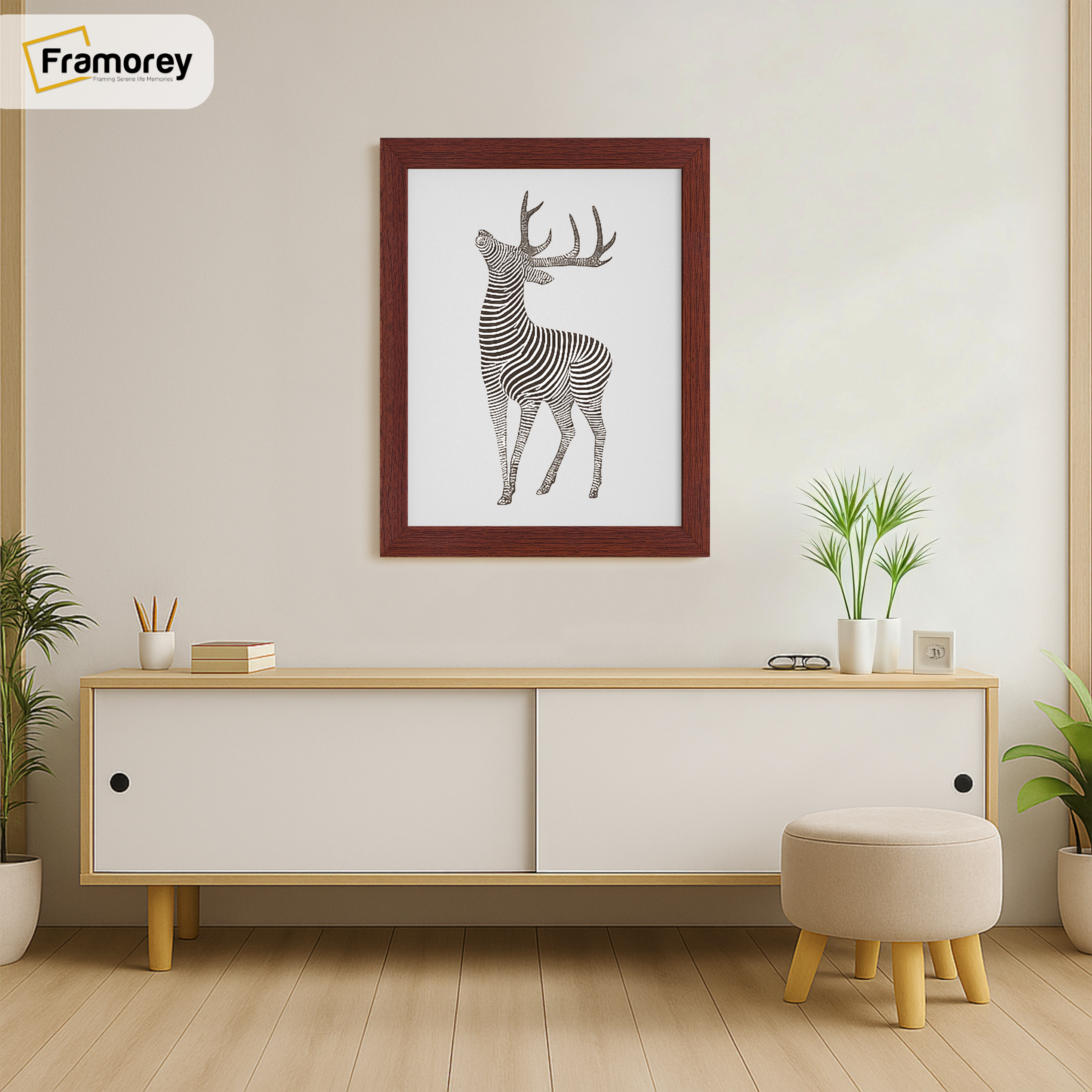 Mahogany Picture Frame Hanged on Wall