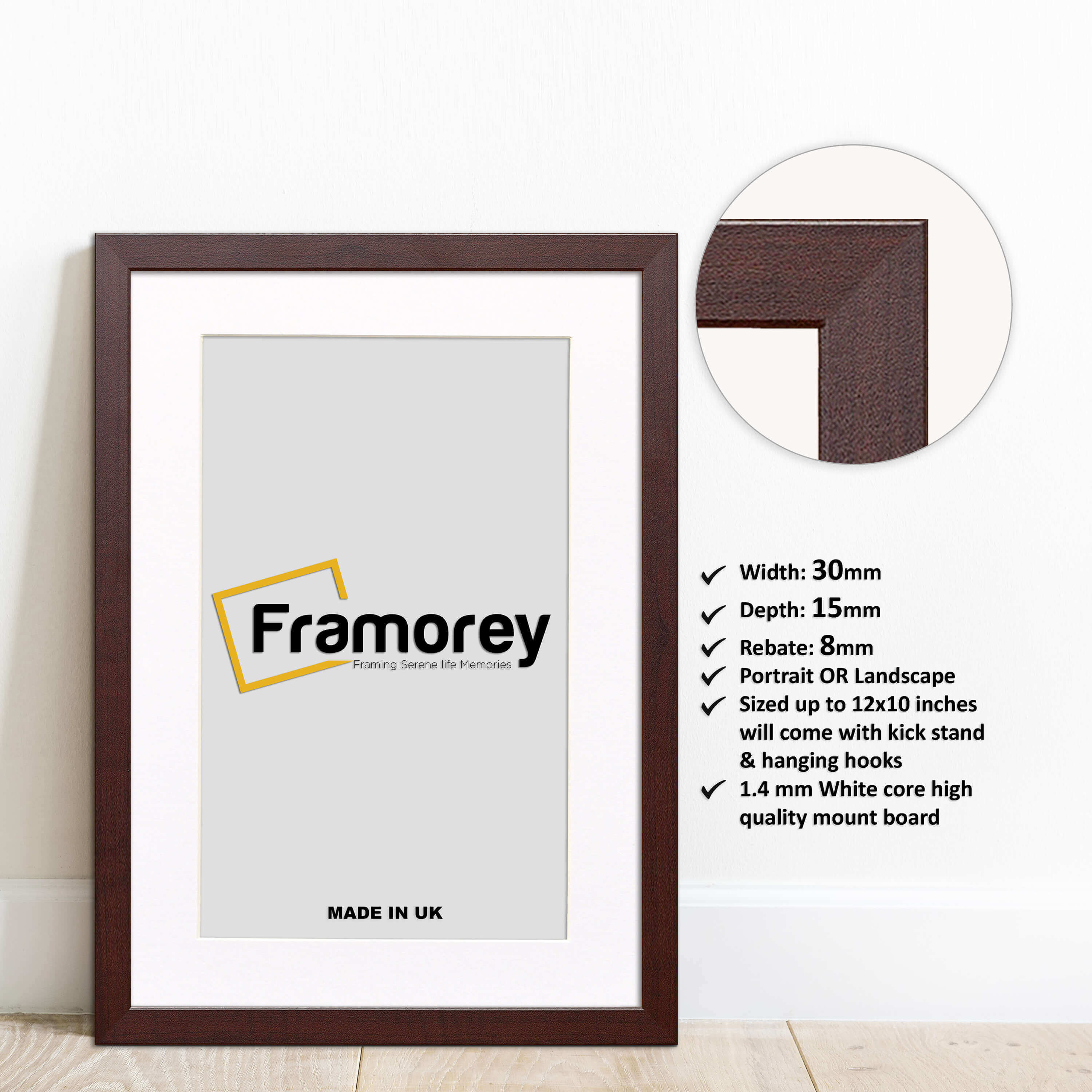 Mahogany Picture Frame With White Mount