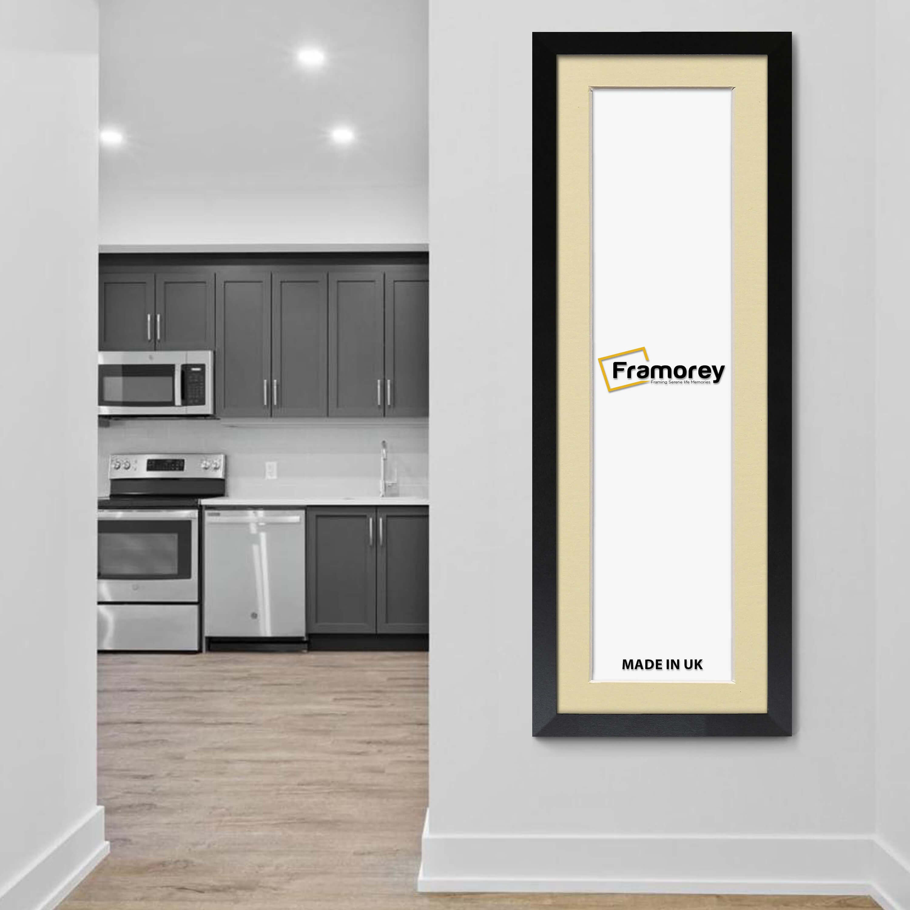 Panoramic Matt Black Picture Frame With Ivory Mount Wall Décor Frame