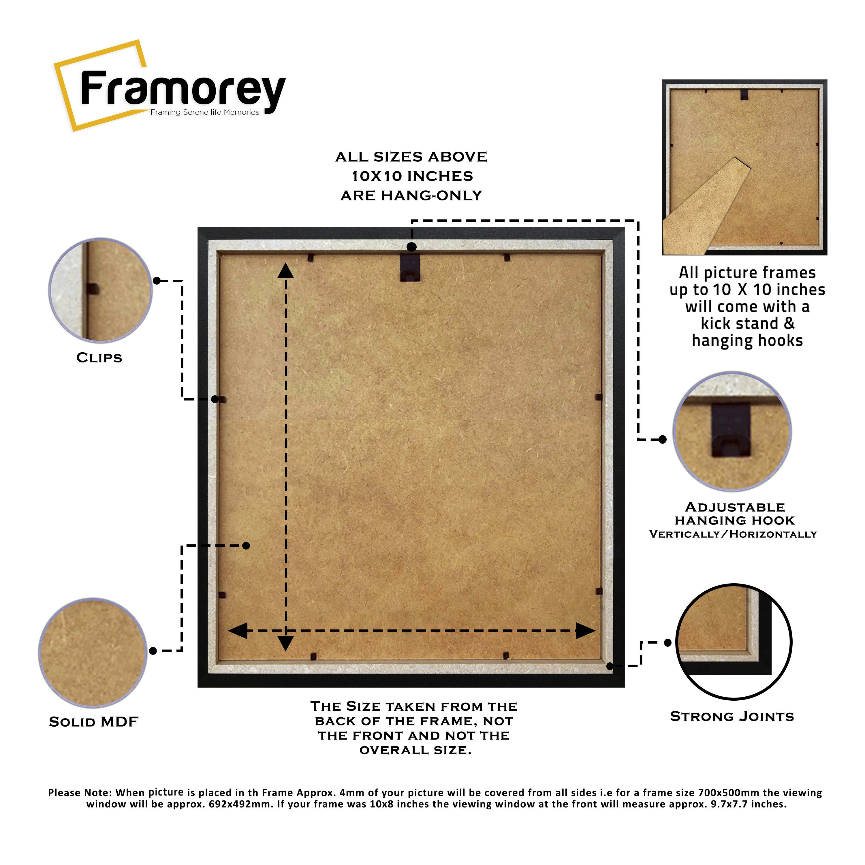 Square Picture Frame Backside View With some details about it's features