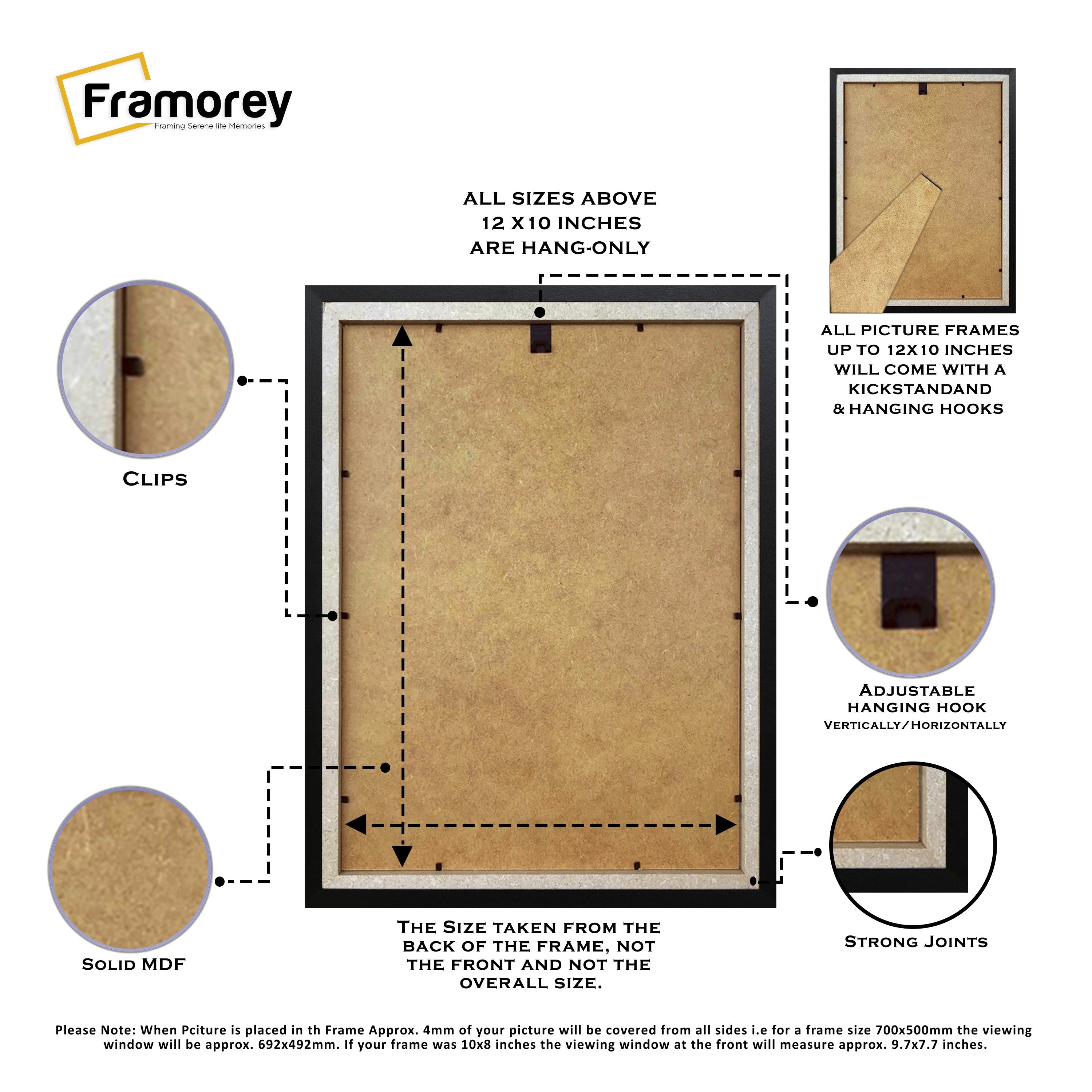 Matt Black Picture Frame With Ivory Mount