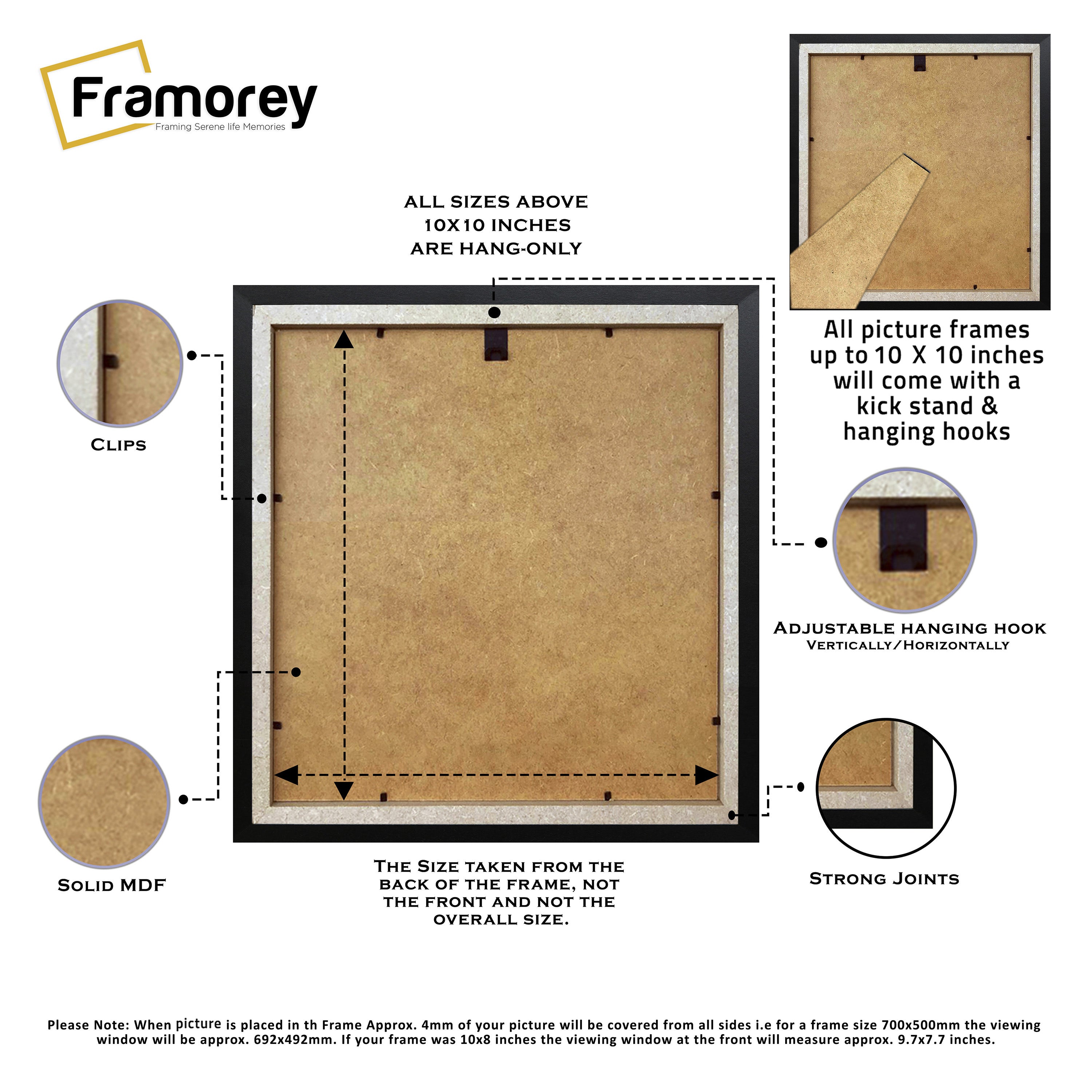 Square Size Matt Black Picture Frame With Ivory Mount