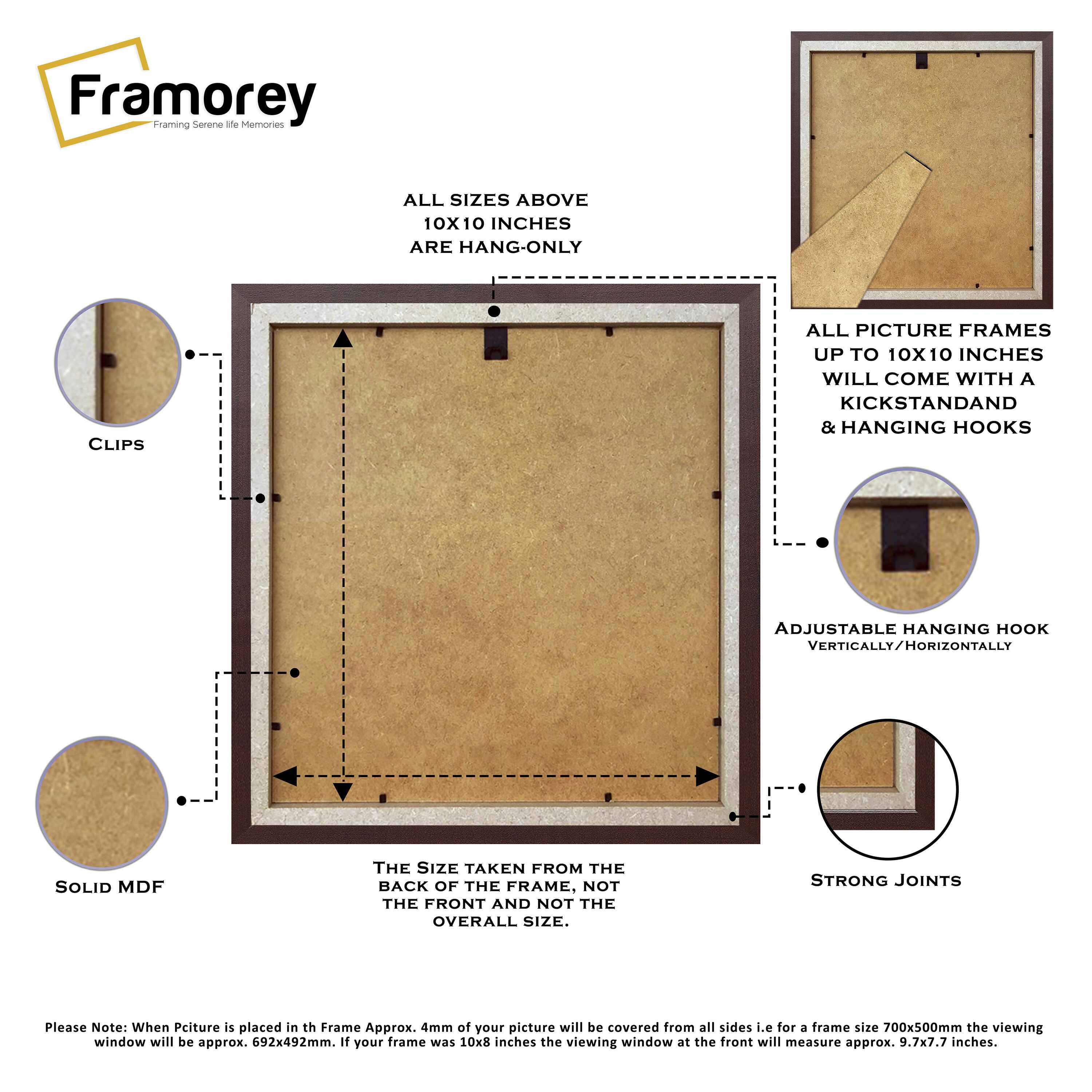 Antique Style Square Size Mahogany Picture Frame with Ivory Mount