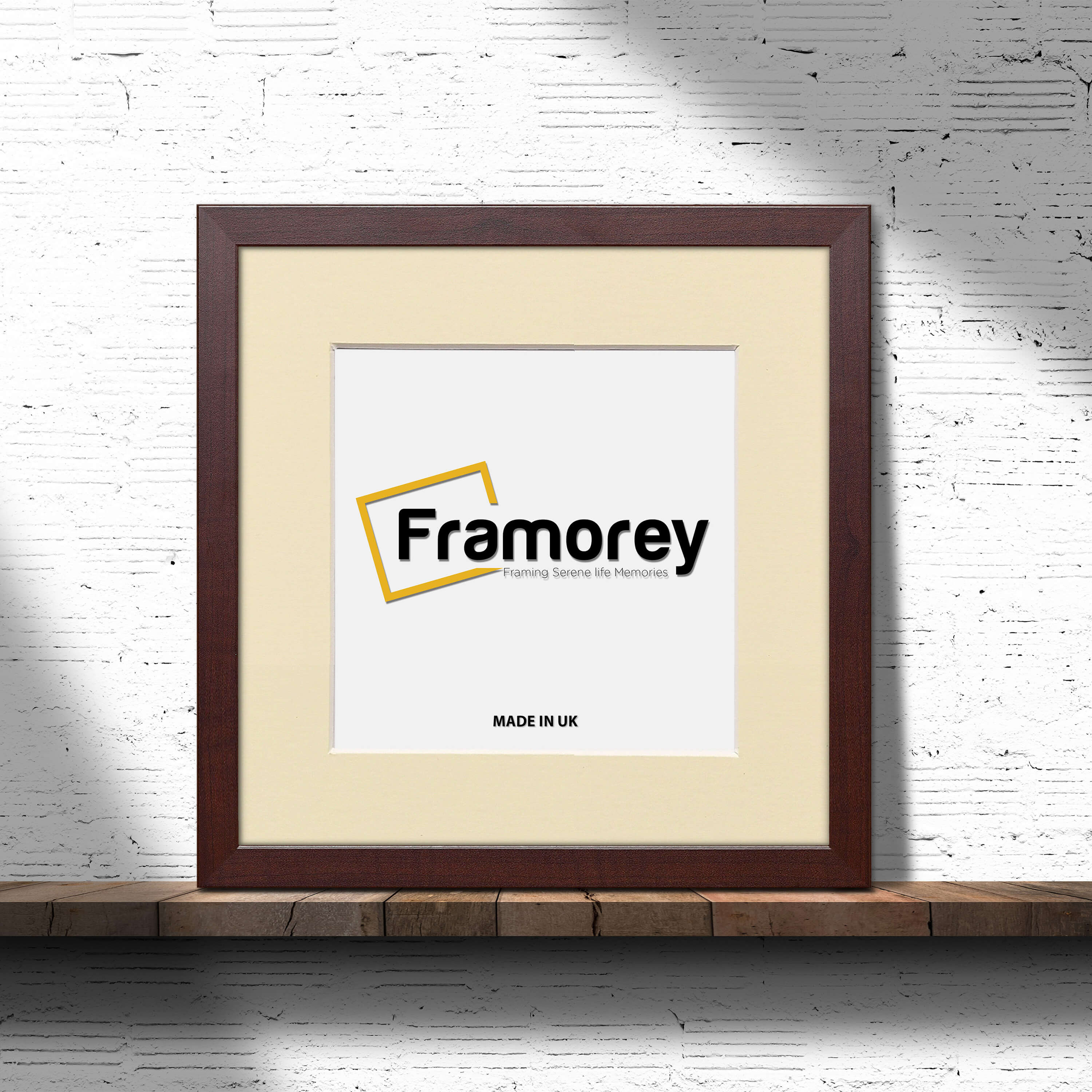 Square Size Mahogany Picture Frame With Ivory Mount
