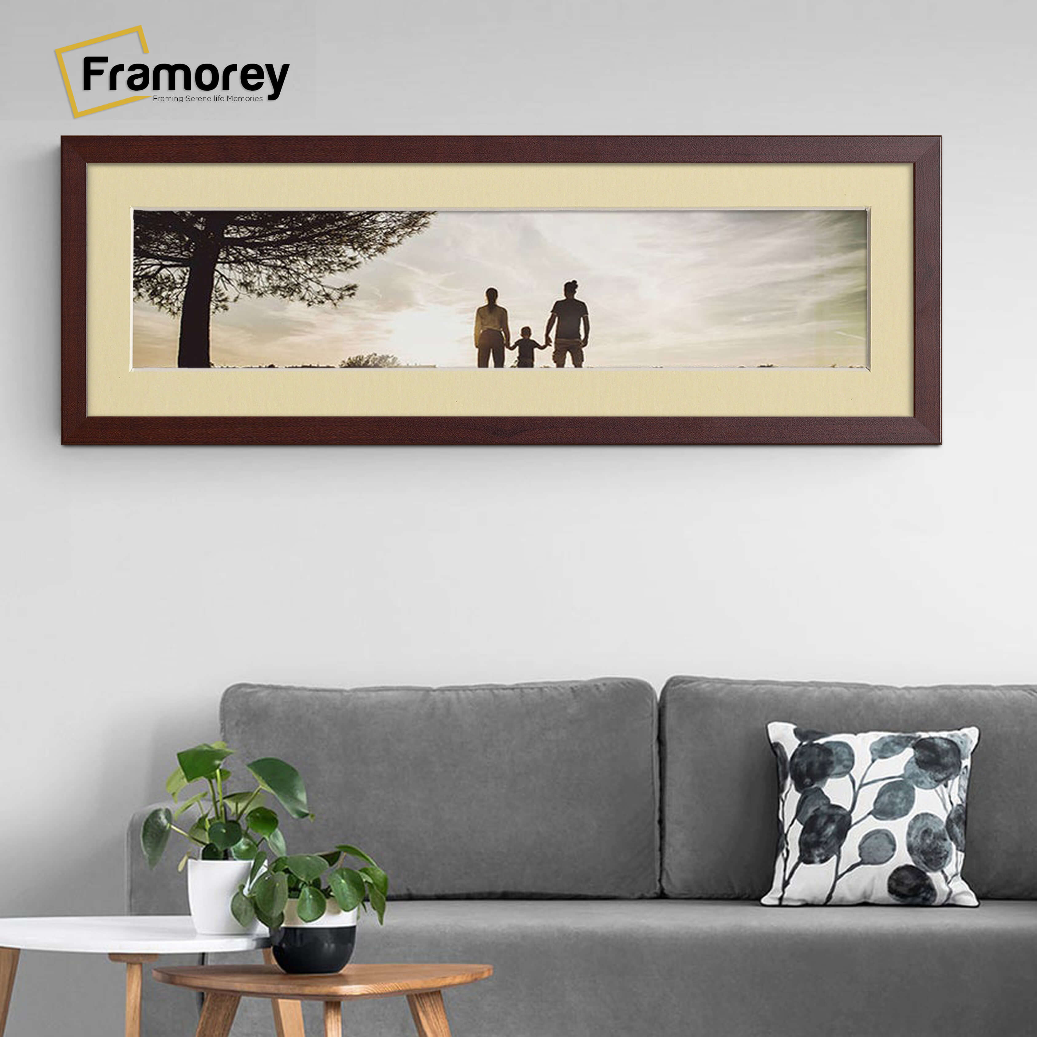 Panoramic Mahogany Picture Frame With Ivory Mount Wall Décor Frame