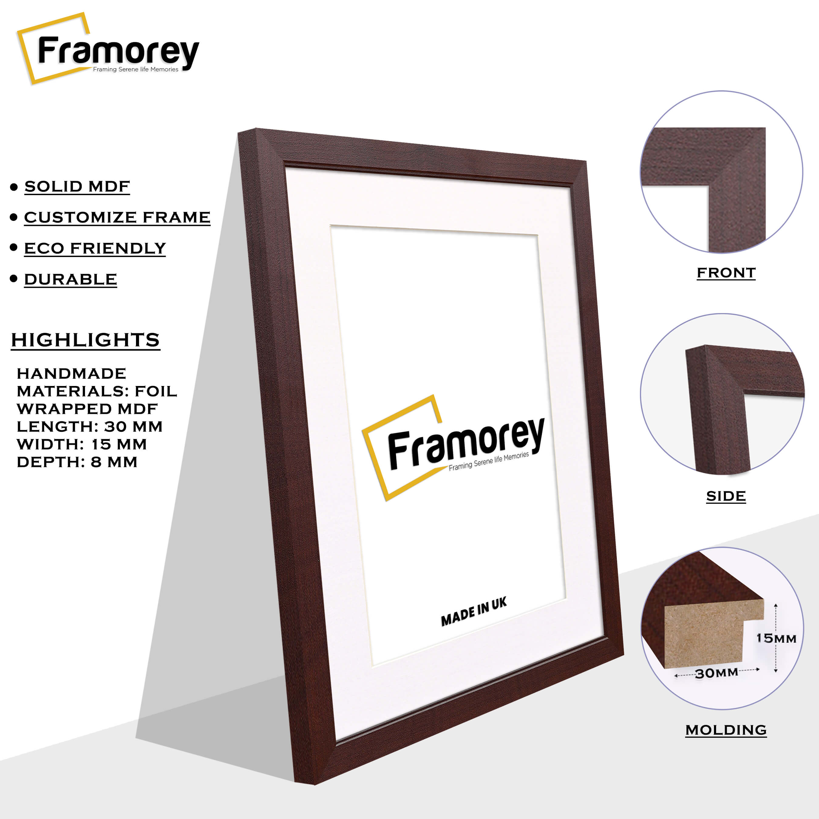 Mahogany Picture Frame With White Mount