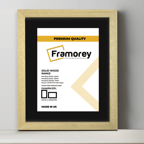 Natural Solid Wood Picture Frames with Black Mount