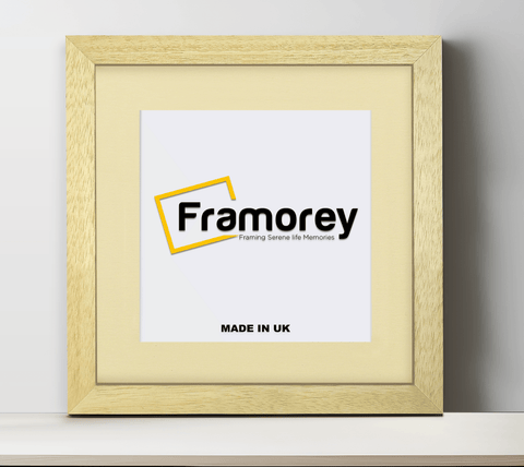 Square Natural Solid Wood Picture Frames with Ivory Mount