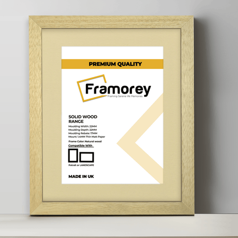 Natural Solid Wood Picture Frames with Ivory Mount