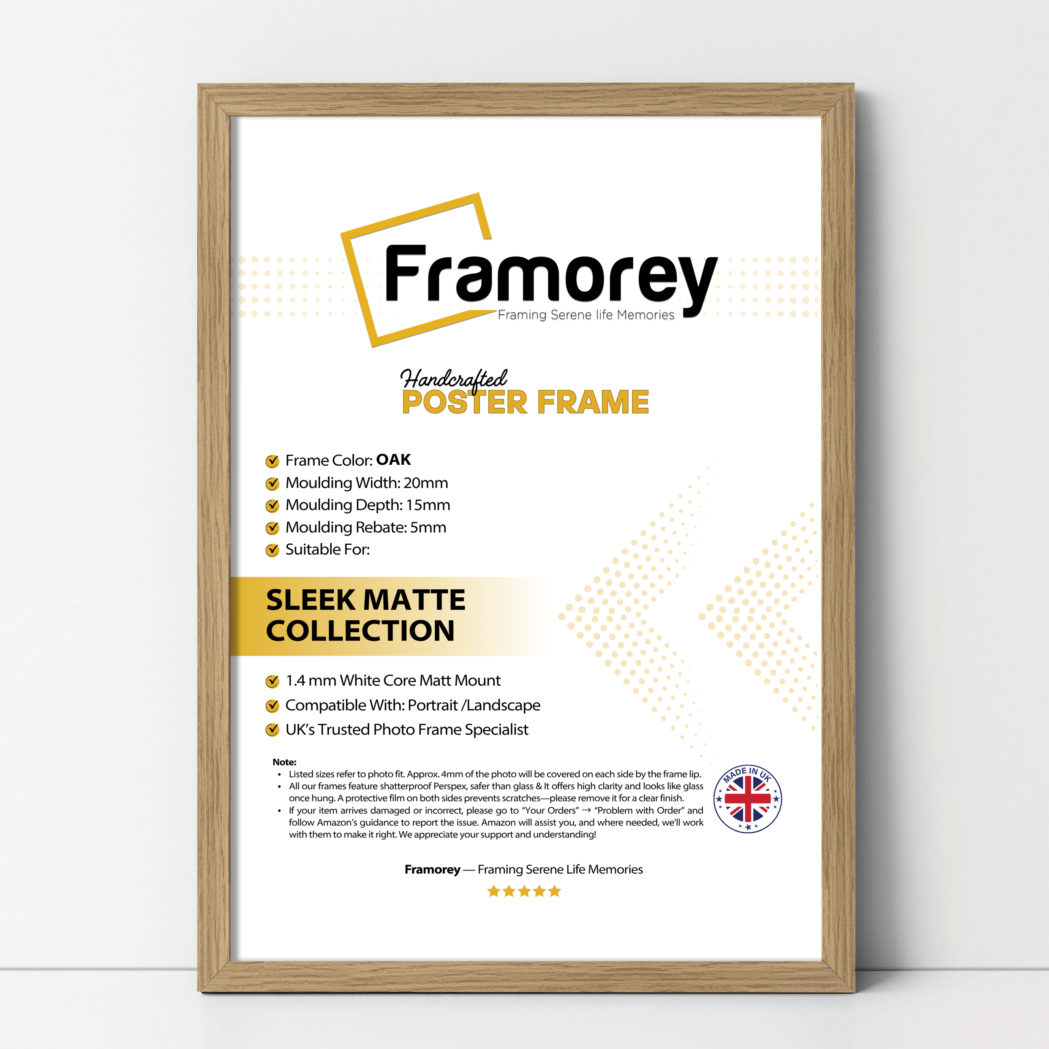 Thin Matt Oak Picture Frame Poster and Wall Decor Frame