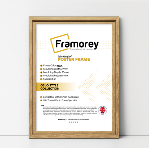 Oak Picture Frame Oslo Style Photo Frames Wall Art Poster Frames