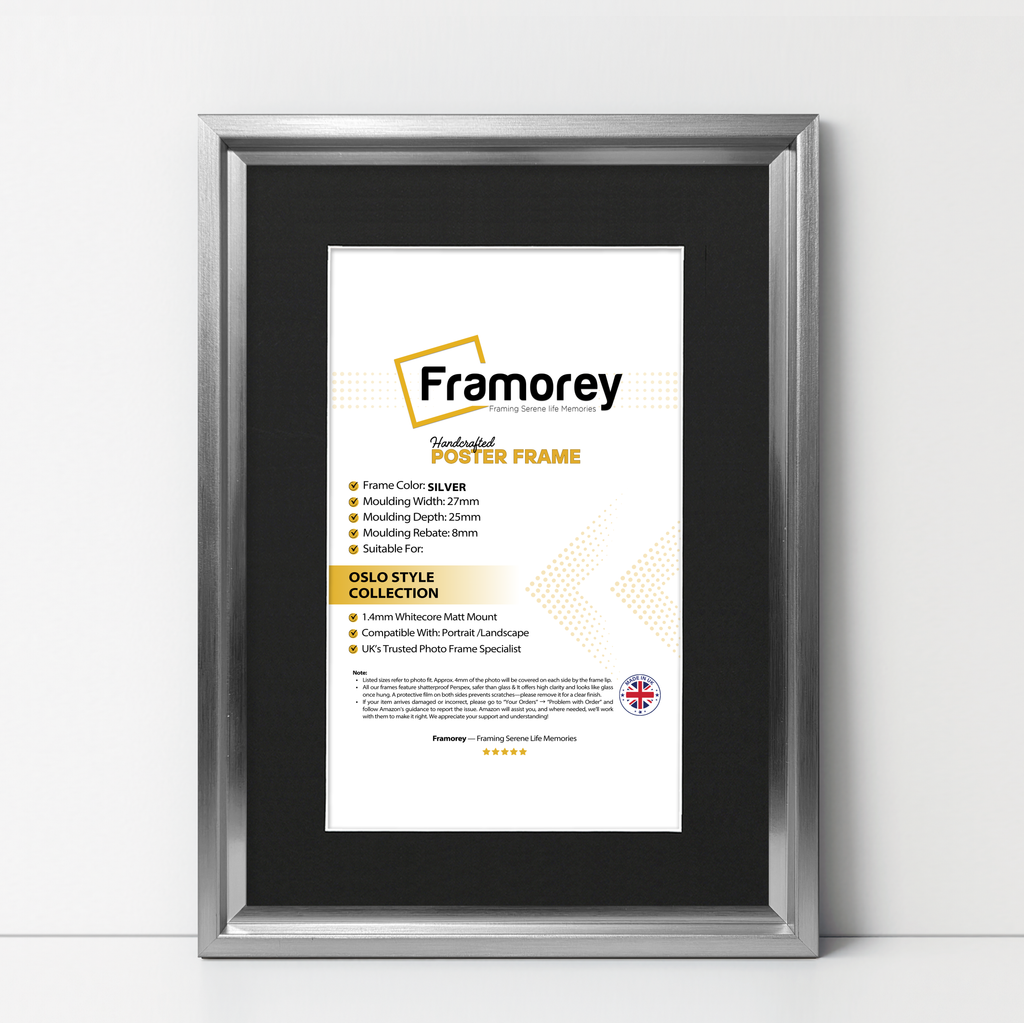 Silver Picture Frame Oslo Style Photo Frames With Black Mount