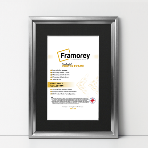 Silver Picture Frame Oslo Style Photo Frames With Black Mount
