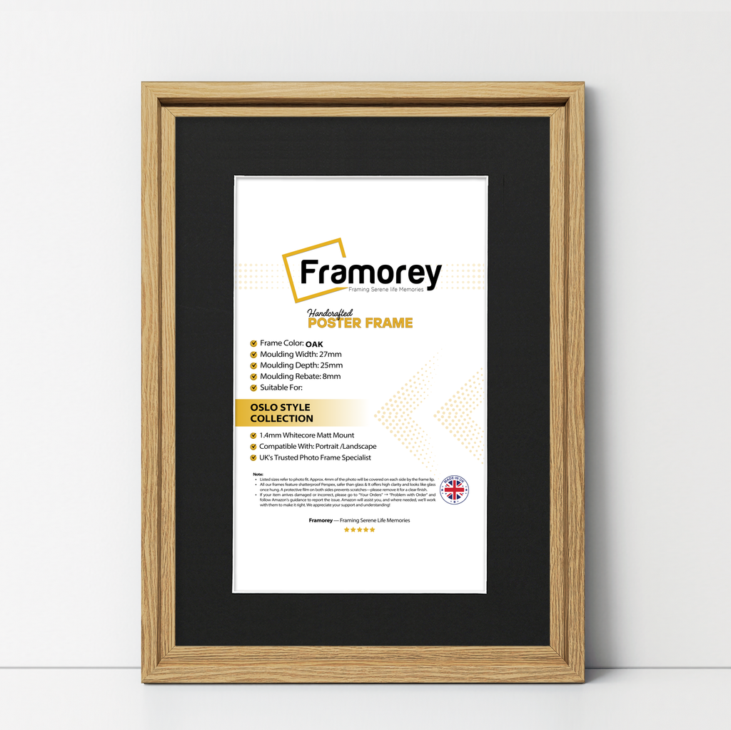 Oak Picture Frame Oslo Style Photo Frames With Black Mount