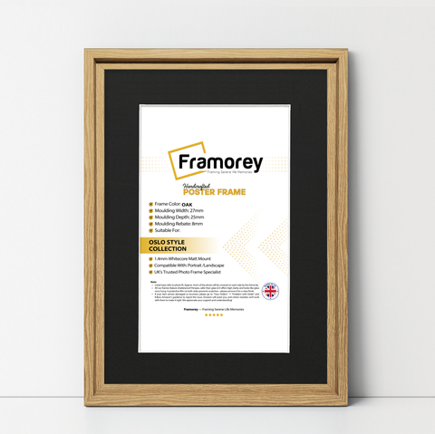 Oak Picture Frame Oslo Style Photo Frames With Black Mount