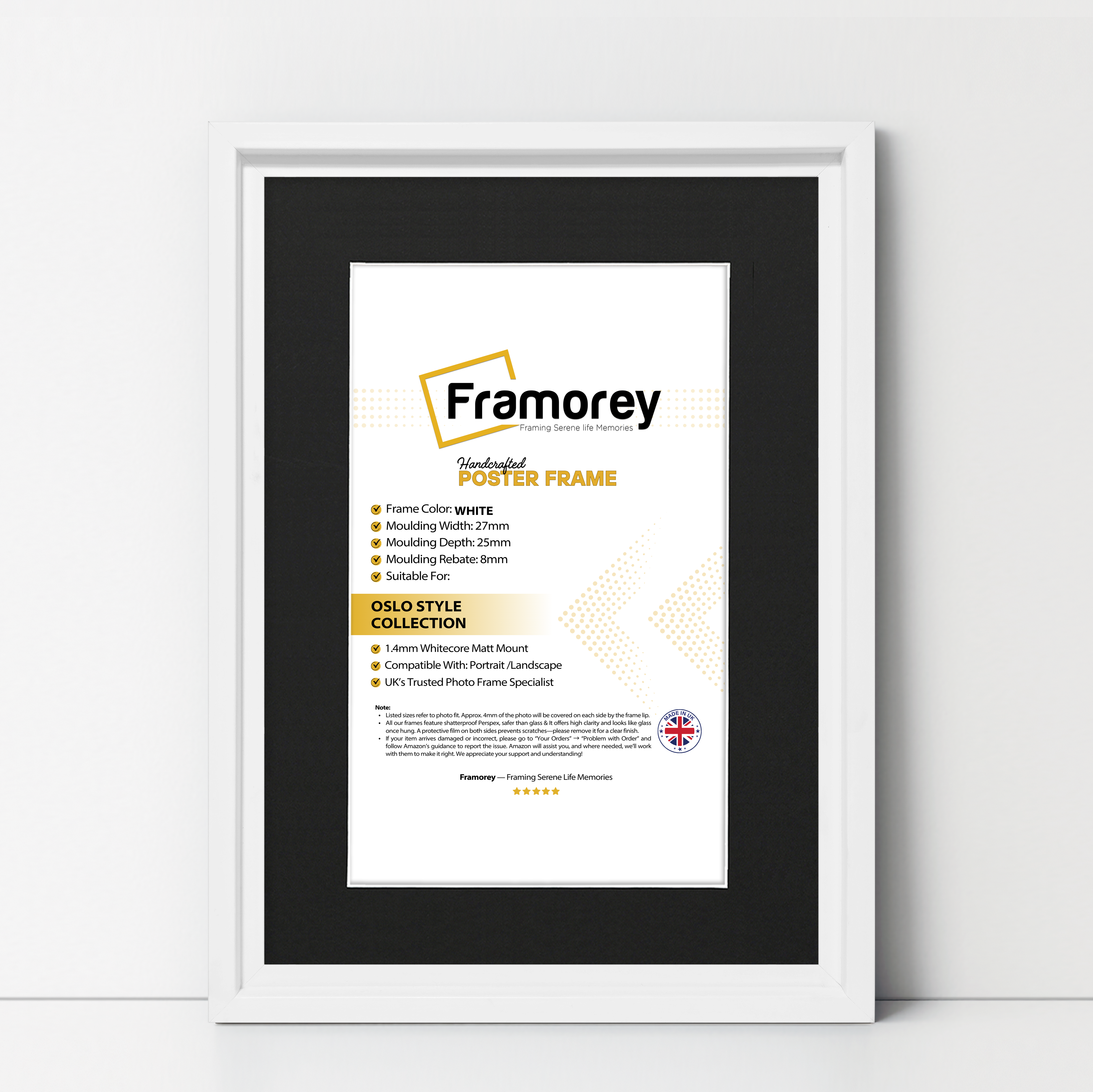 White Picture Frame Oslo Style Photo Frames With Black Mount