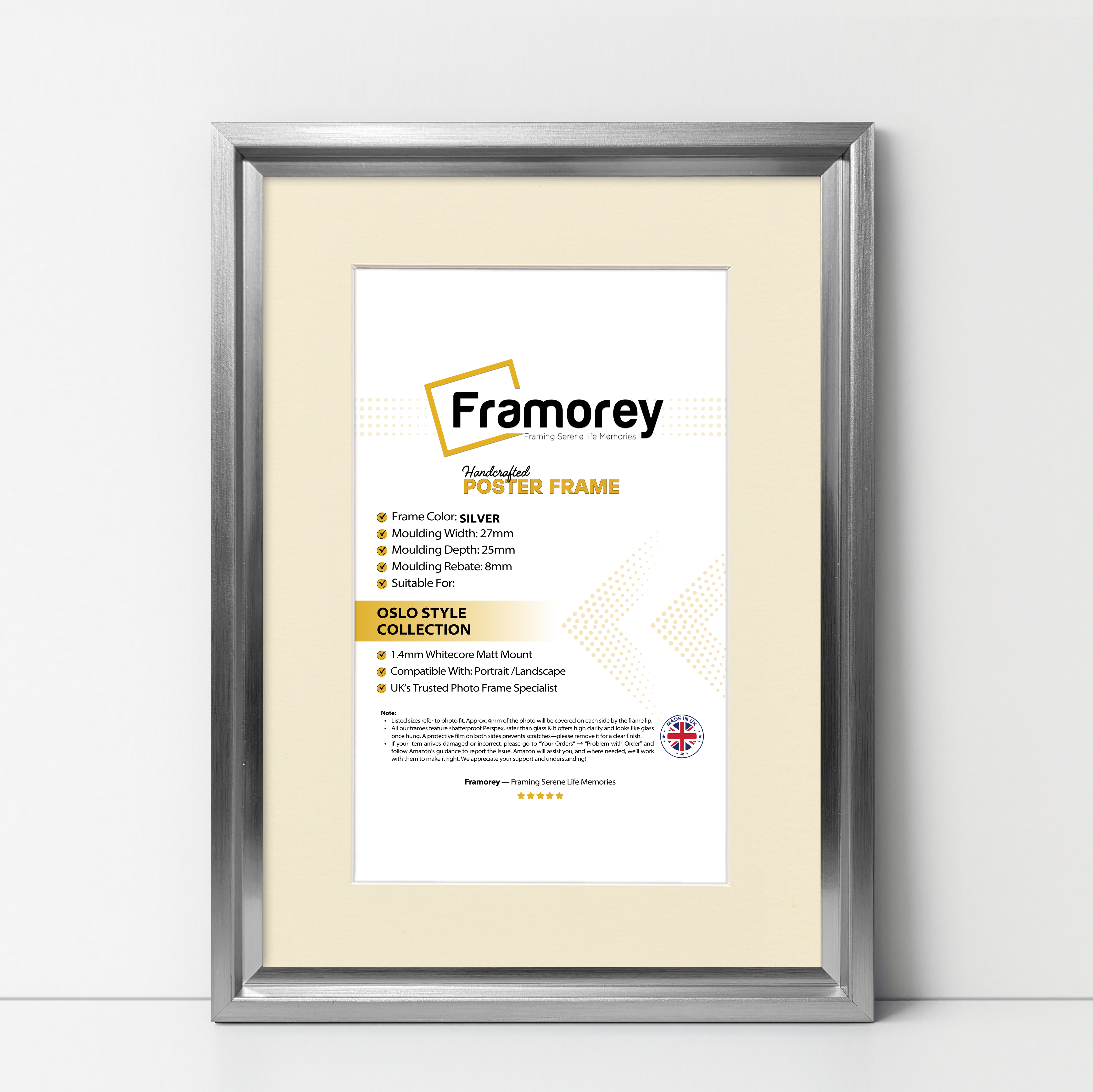 Silver Picture Frame Oslo Style Photo Frames With Ivory Mount