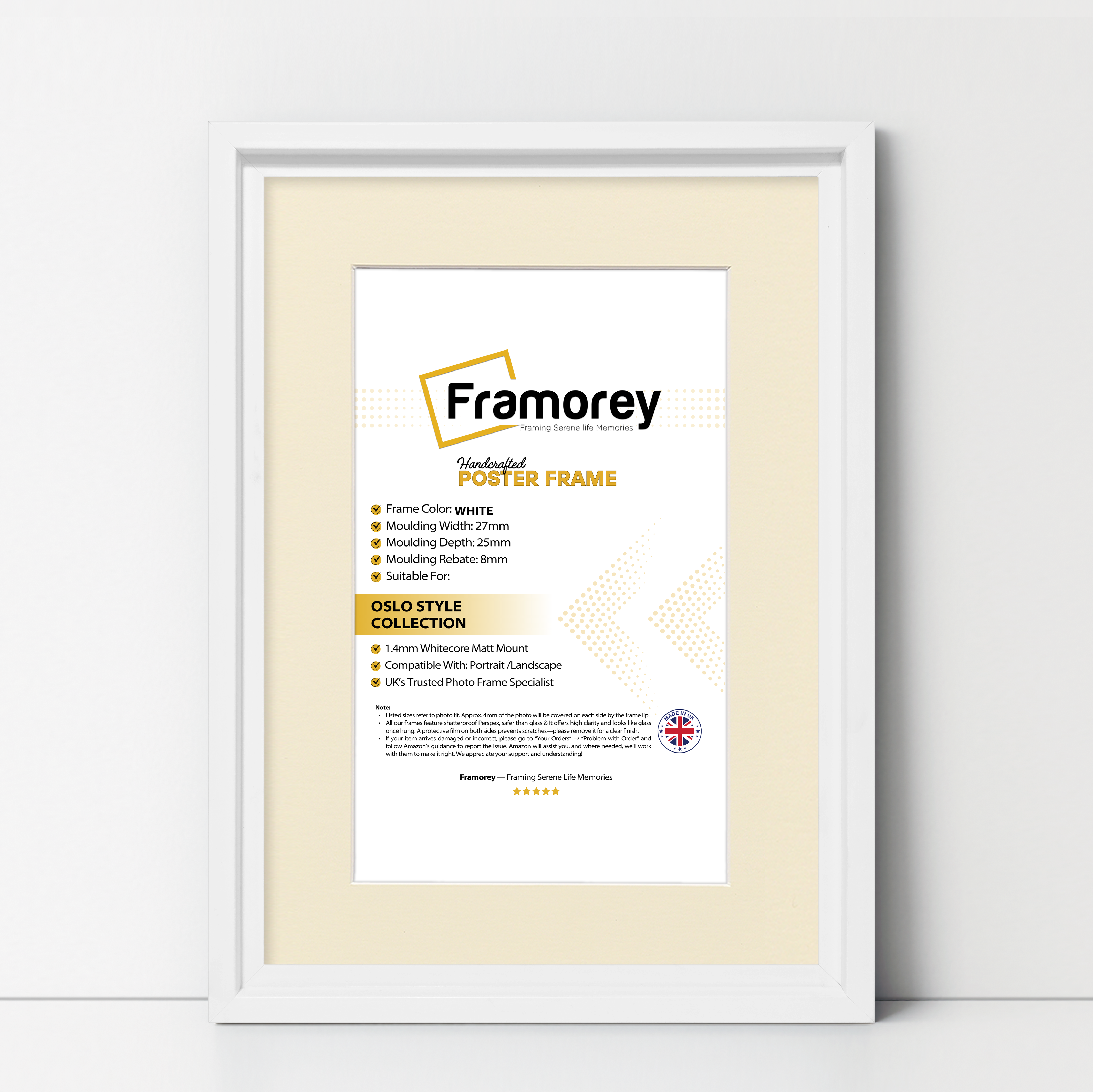 White Picture Frame Oslo Style Photo Frames With Ivory Mount