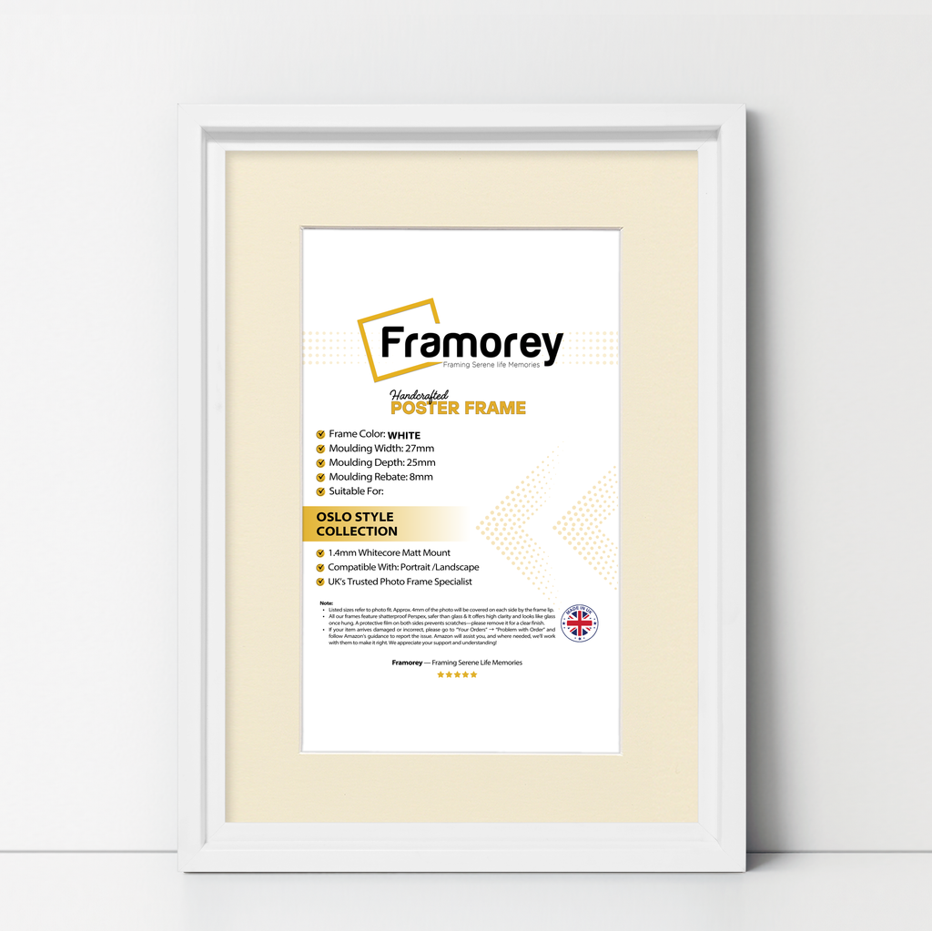 White Picture Frame Oslo Style Photo Frames With Ivory Mount