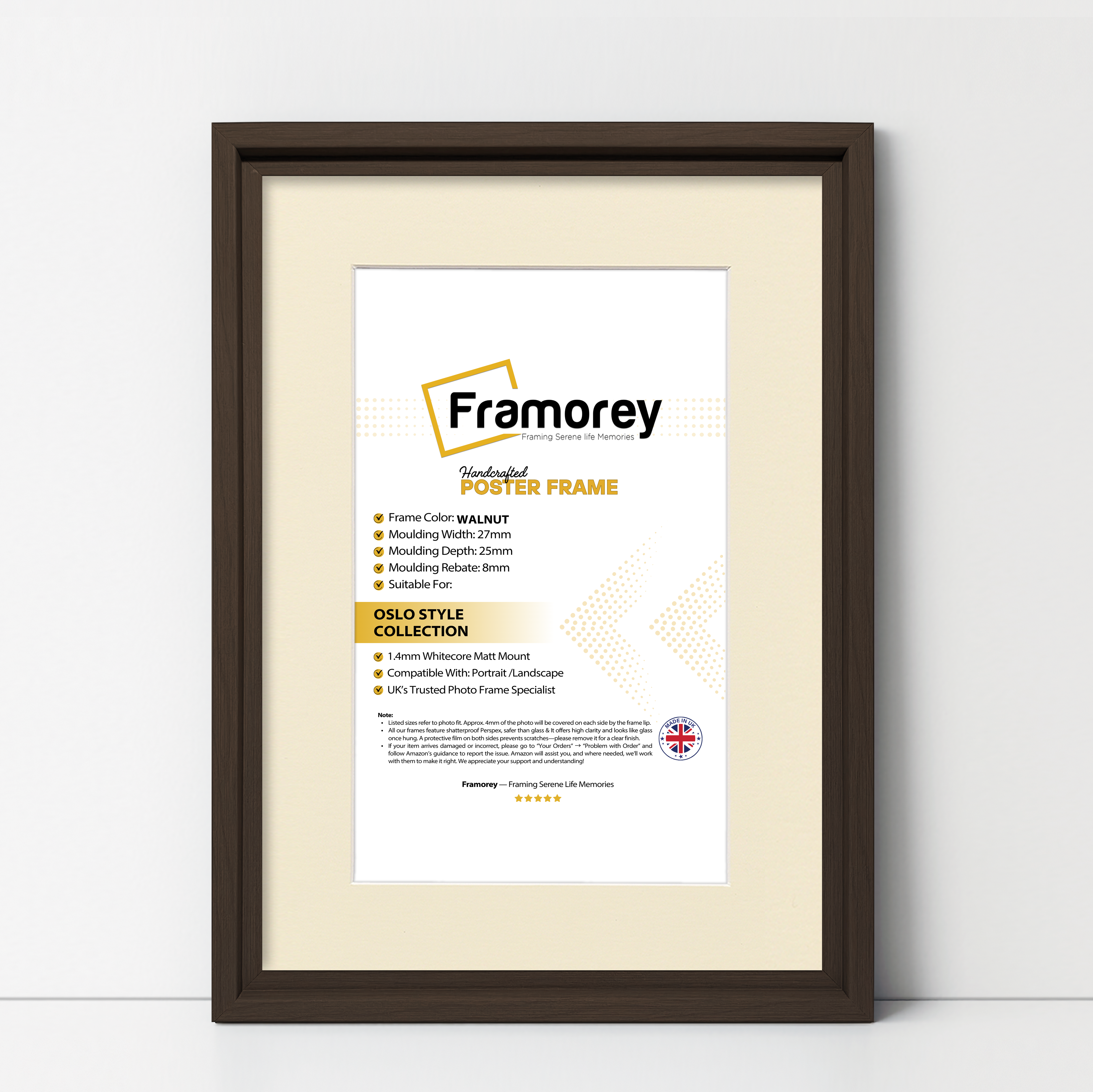 Walnut Picture Frame Oslo Style Photo Frames With Ivory Mount