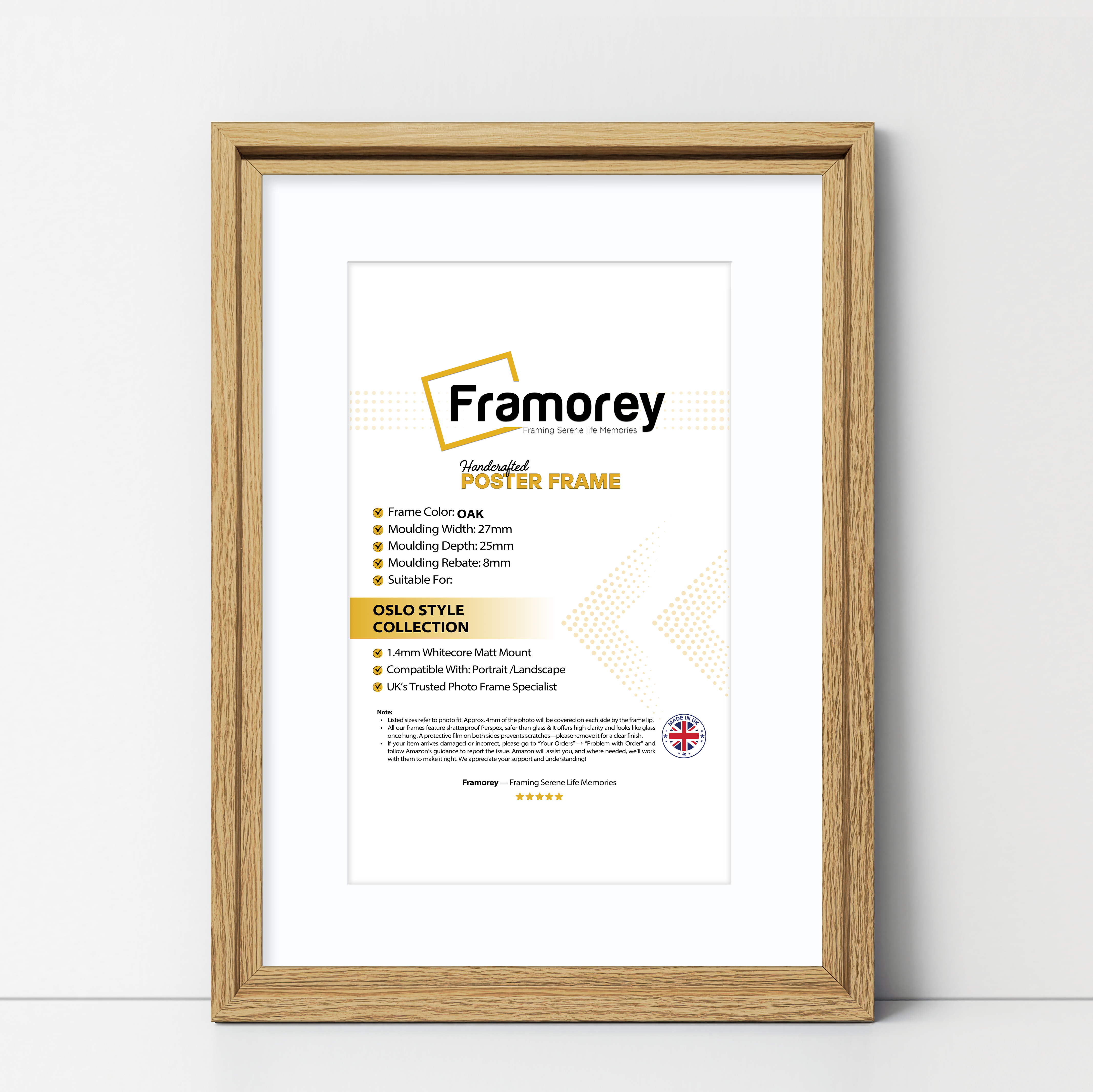 Oak Picture Frame Oslo Style Photo Frames With White Mount