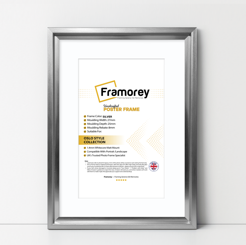 Silver Picture Frame Oslo Style Photo Frames With White Mount