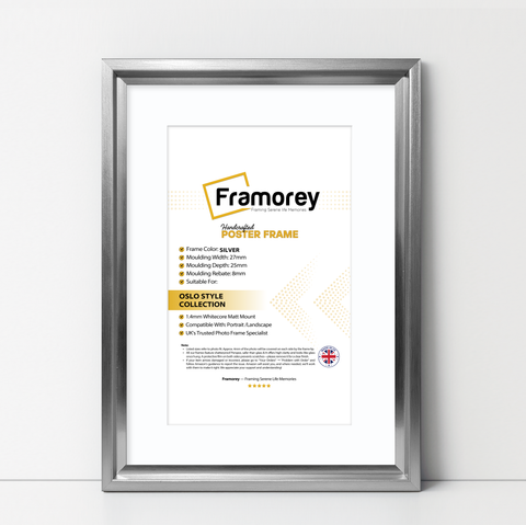 Silver Picture Frame Oslo Style Photo Frames With White Mount