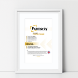 White Picture Frame Oslo Style Photo Frames With White Mount on a wooden table with some measurement.