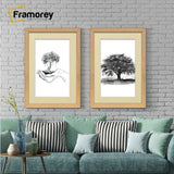 Antique Style Oak Picture Frame Wall Art Photo Frame With Ivory Mount